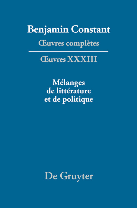 Mélanges de littérature et de politique