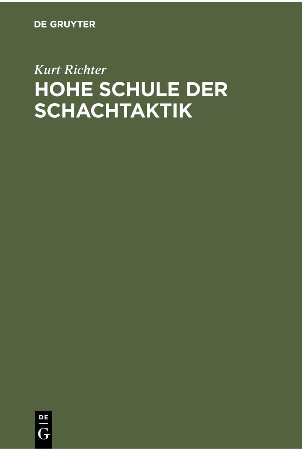 Cover image for Hohe Schule der Schachtaktik ISBN 9783112300282