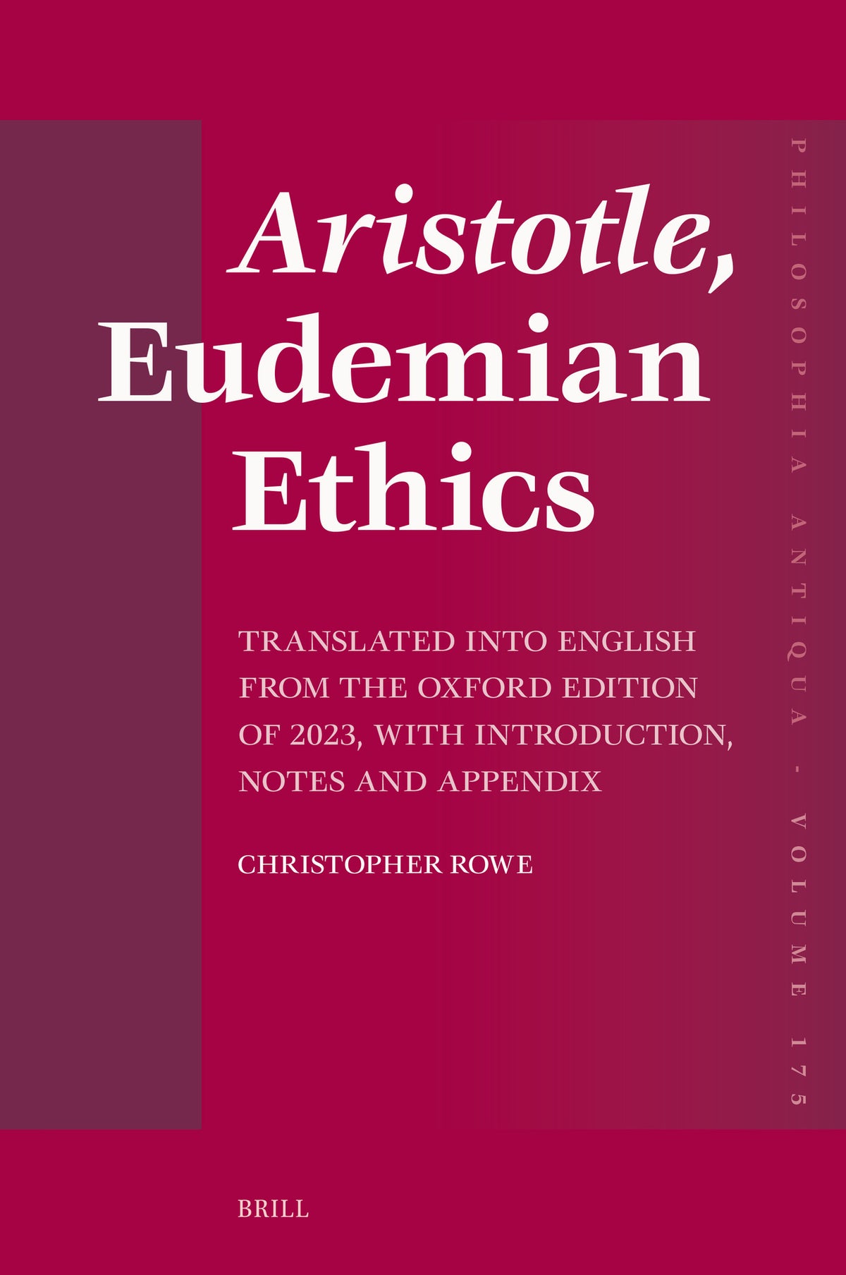 Cover image for Aristotle, Eudemian Ethics ISBN 9789004722071