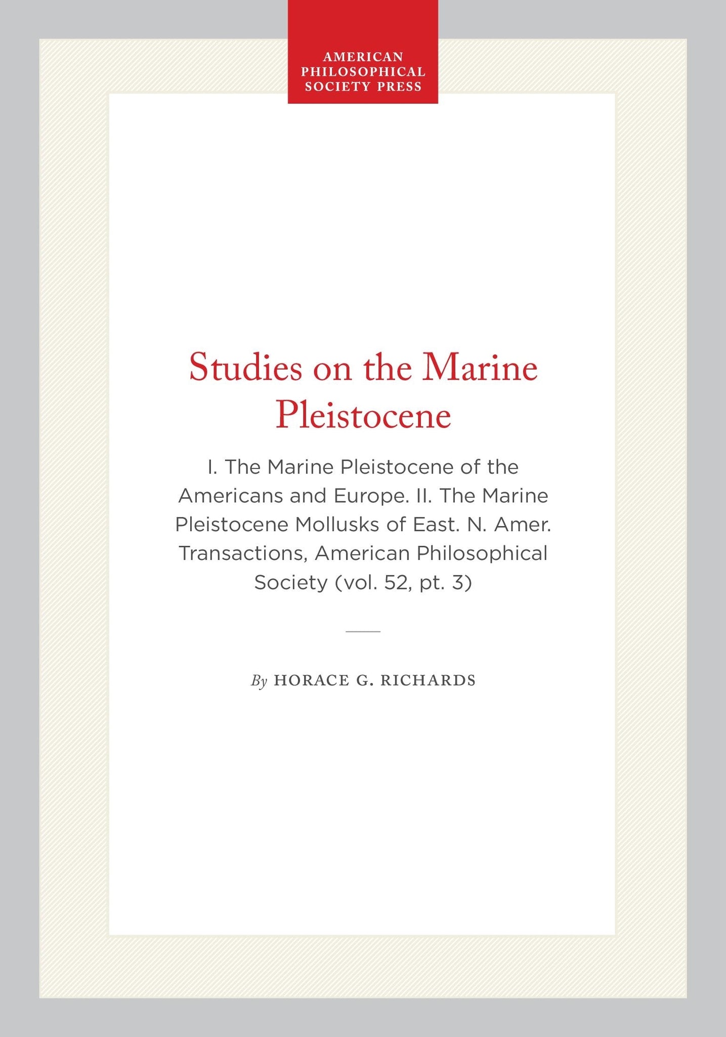 Studies on the Marine Pleistocene