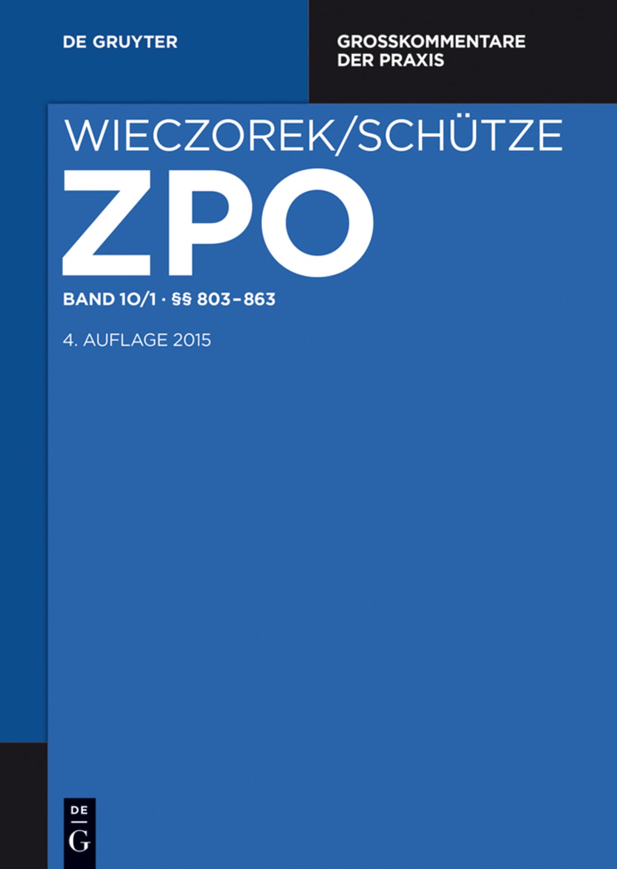 Cover image for §§ 803-863 ISBN 9783110416336