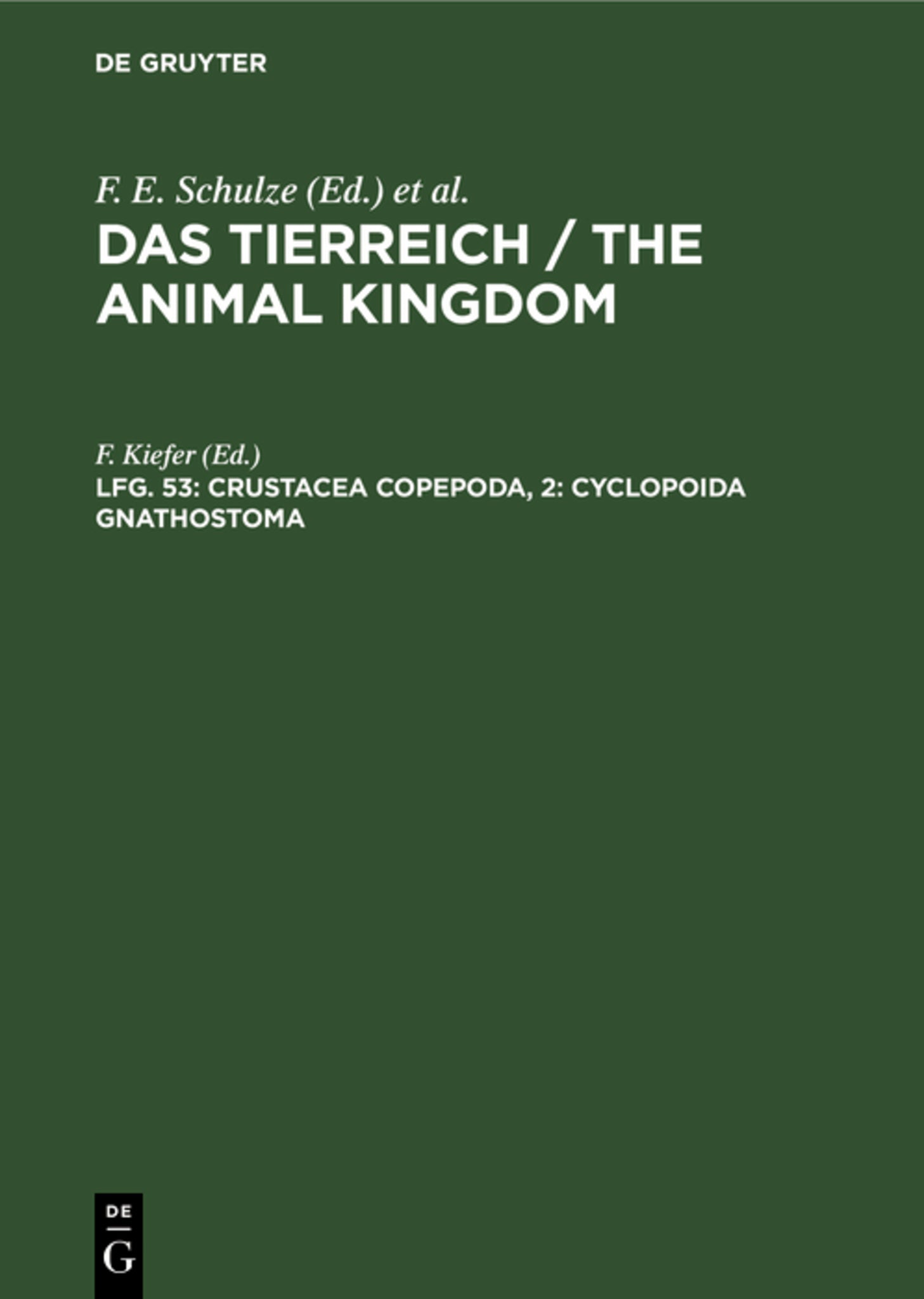 Cover image for Crustacea copepoda, 2: Cyclopoida gnathostoma ISBN 9783111064567