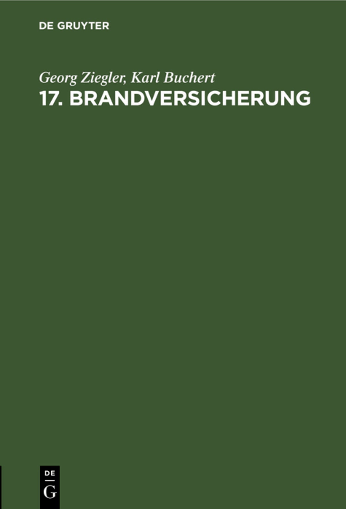 Cover image for 17. Brandversicherung ISBN 9783112458433