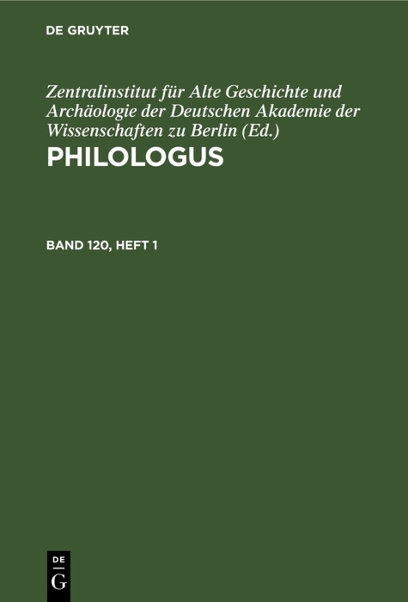 Philologus. Band 120, Heft 1
