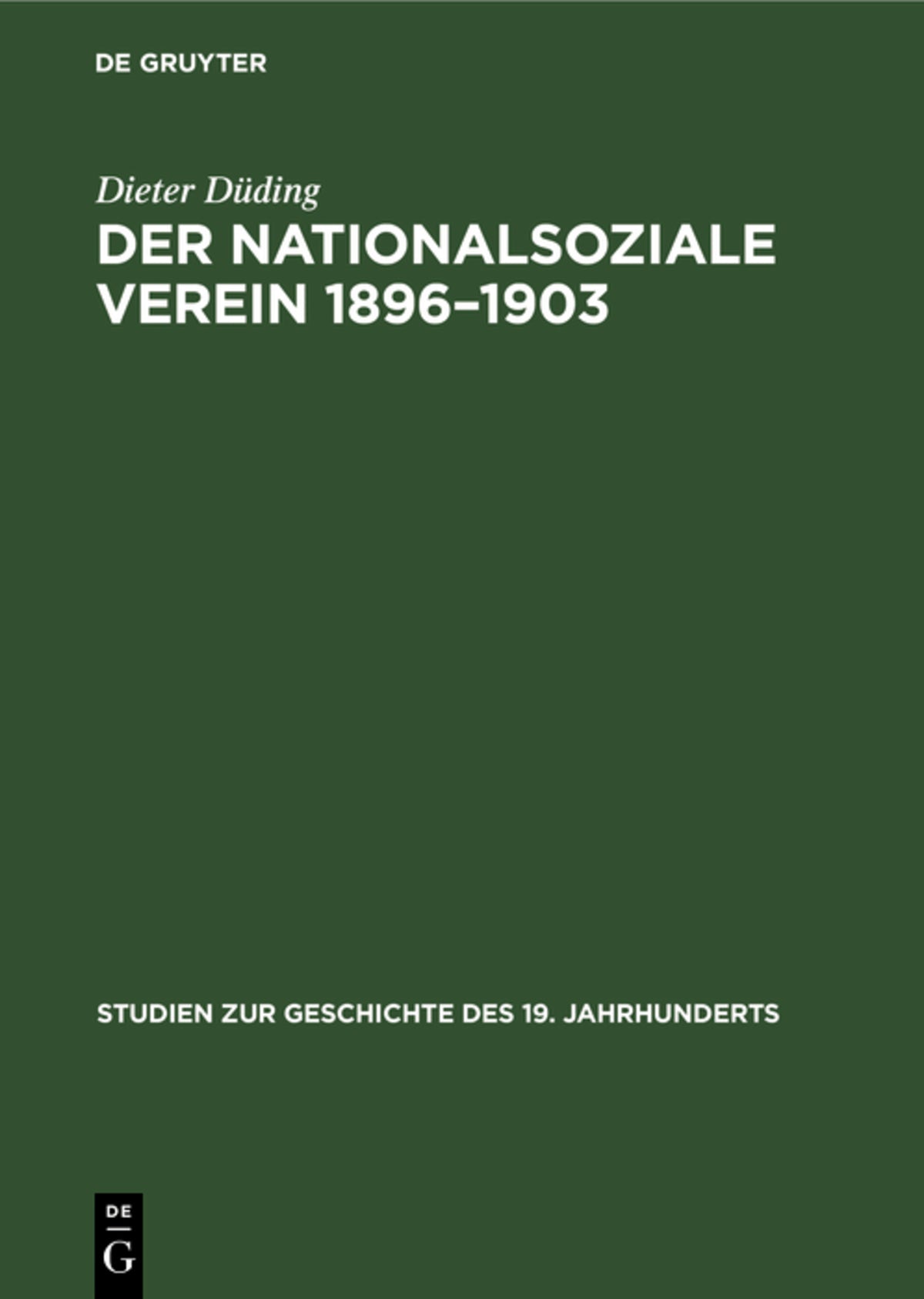 Cover image for Der Nationalsoziale Verein 1896–1903 ISBN 9783112415931