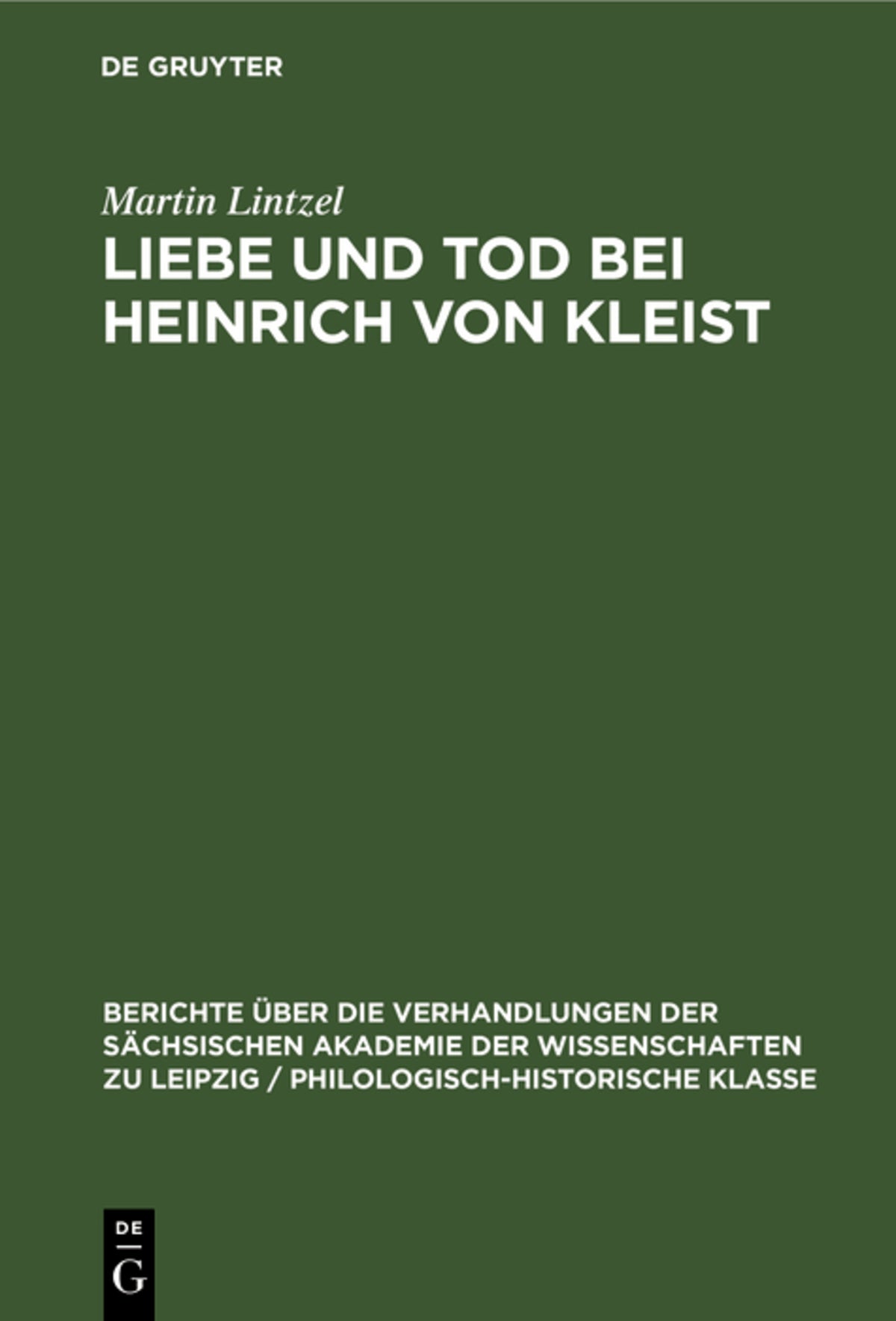 Cover image for Liebe und Tod bei Heinrich von Kleist ISBN 9783112482377