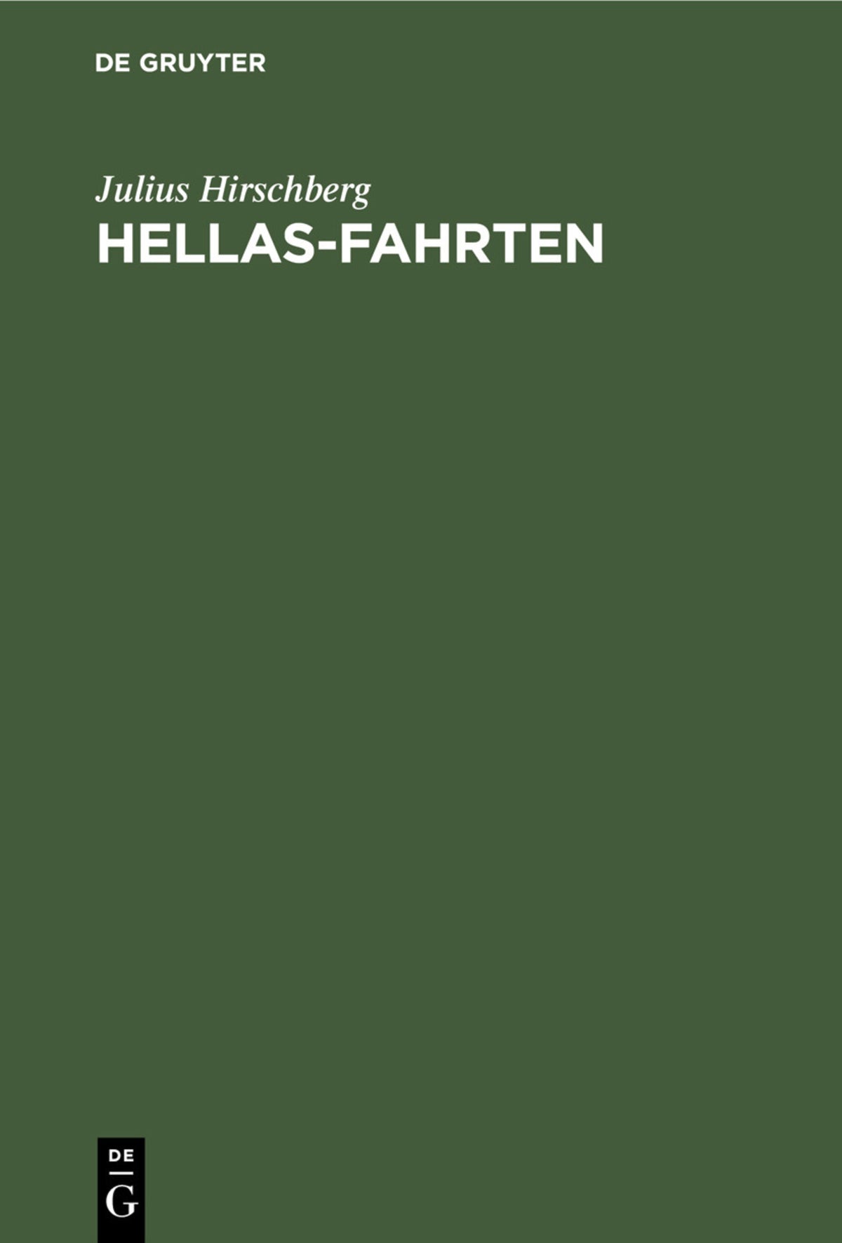 Cover image for Hellas-Fahrten ISBN 9783112359570