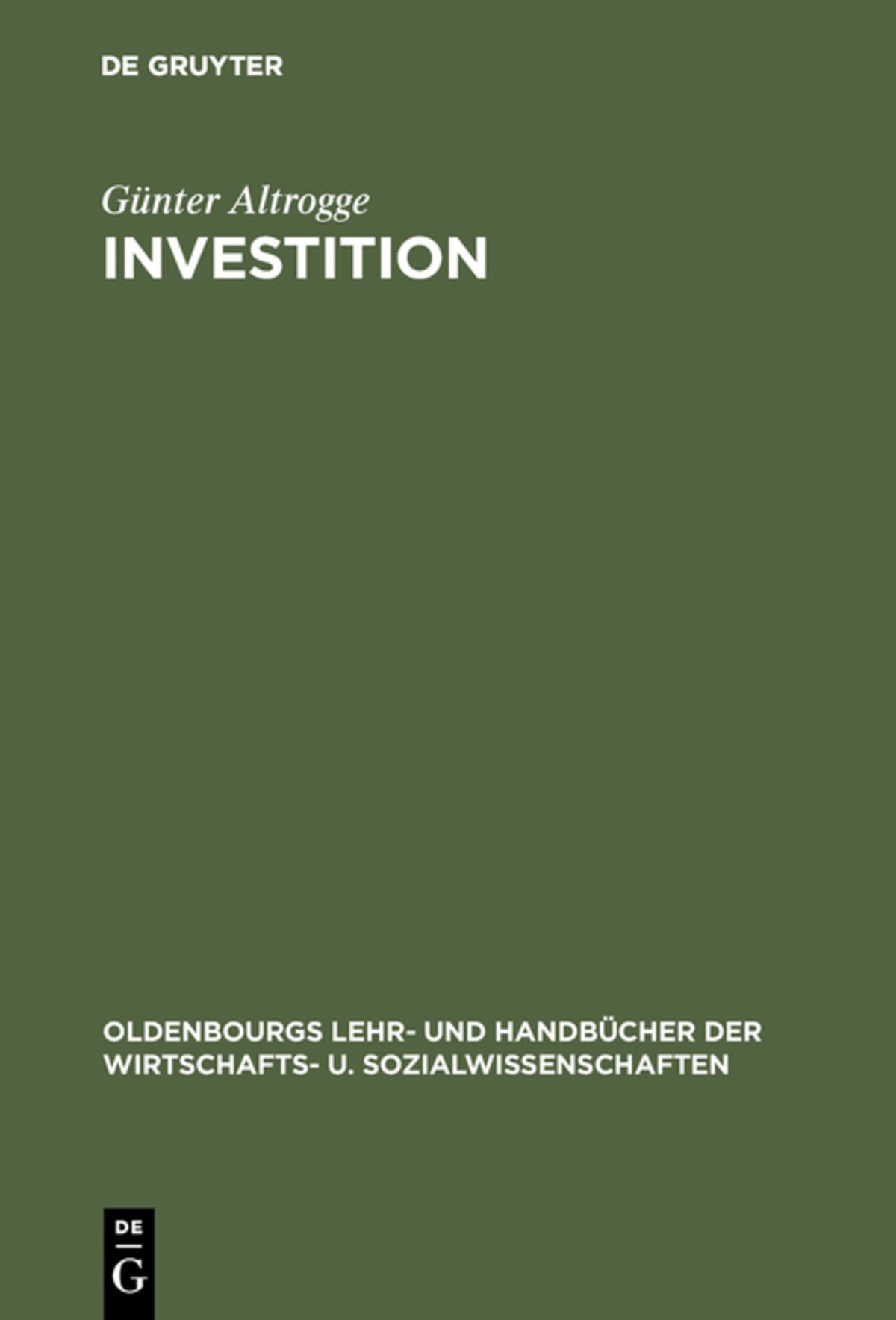 Cover image for Investition ISBN 9783486238051