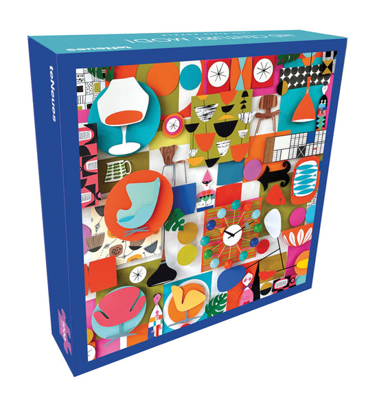 teNeues - 1,000 Piece Puzzle: Mid-Century Mod!, Full Color Expertly Printed Puzzle, 20 x 20" Puzzle, Poster Guide Insert Included