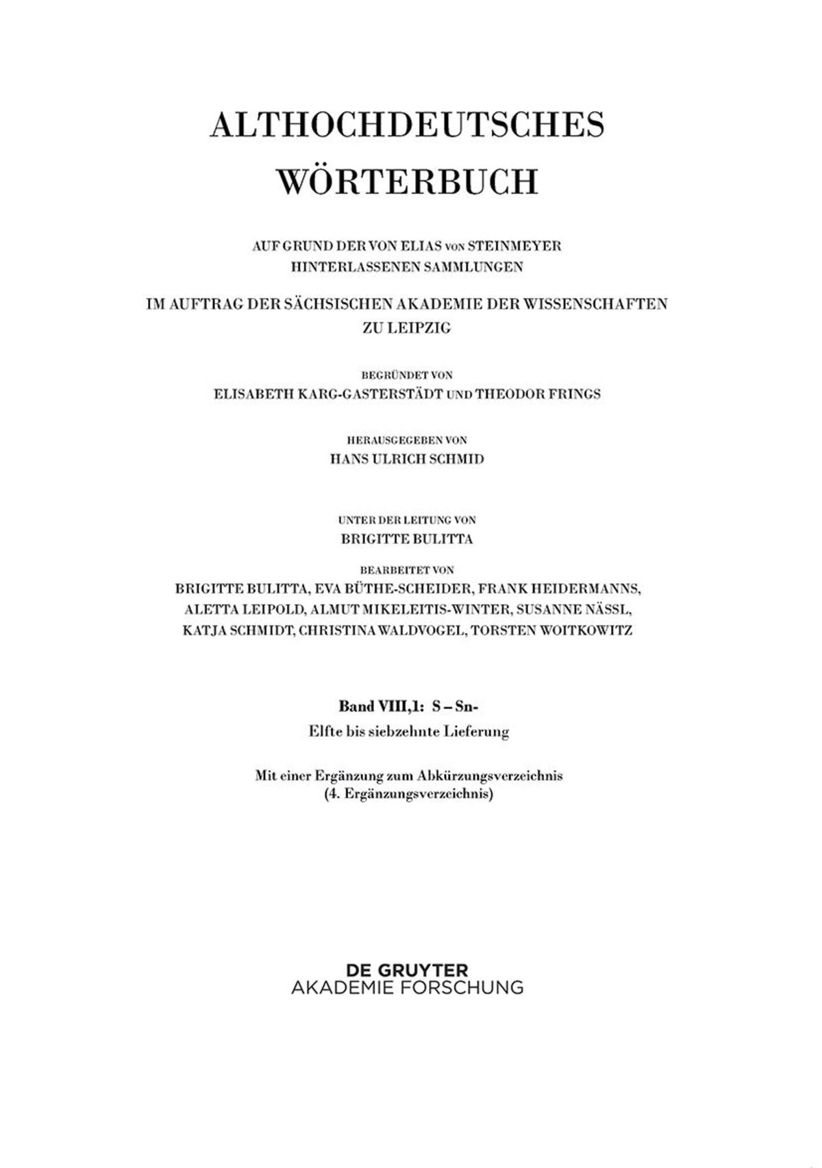 Band VIII,1: -scaffa–scuz. 11.-17. Lieferung