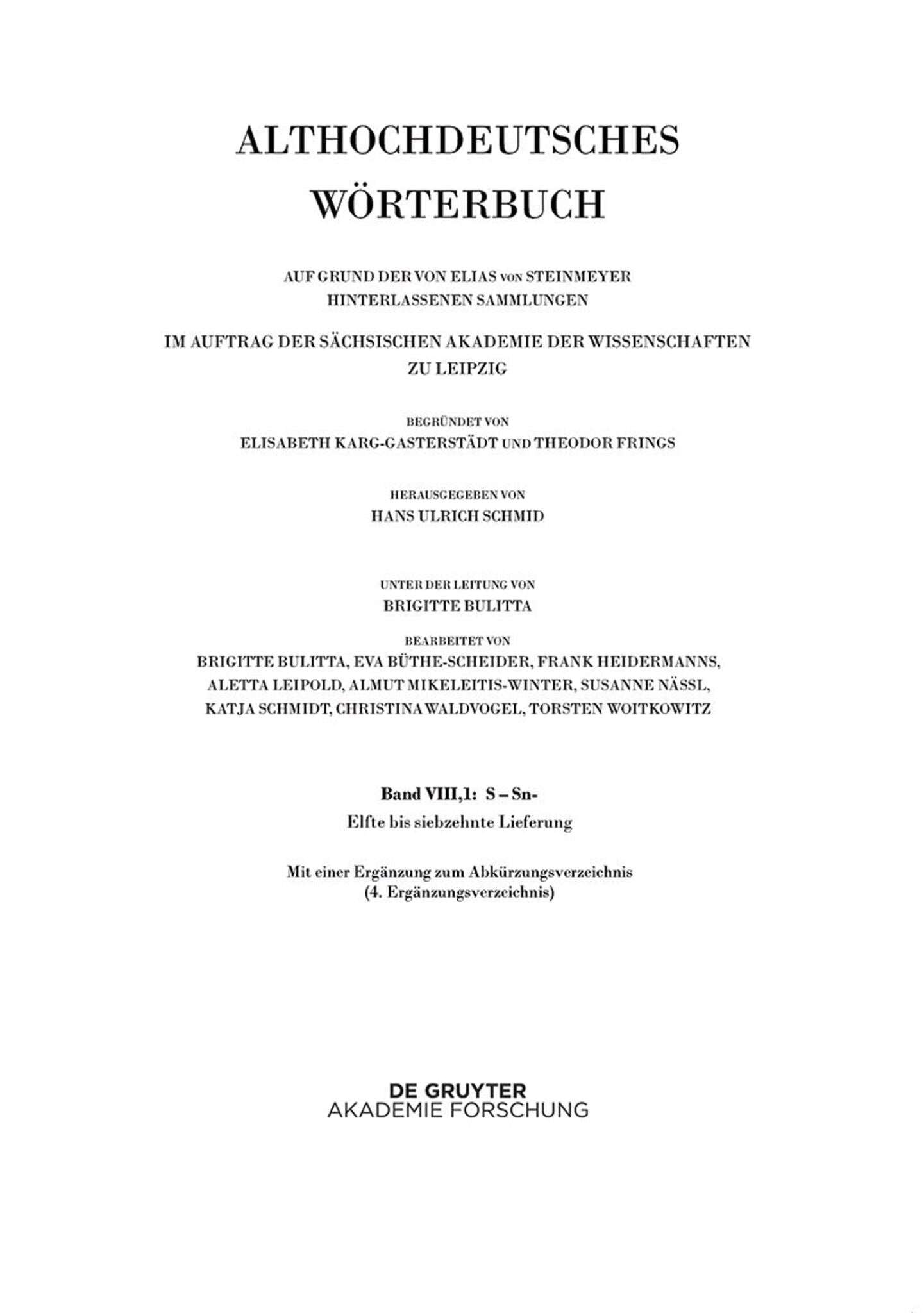 Band VIII,1: -scaffa–scuz. 11.-17. Lieferung
