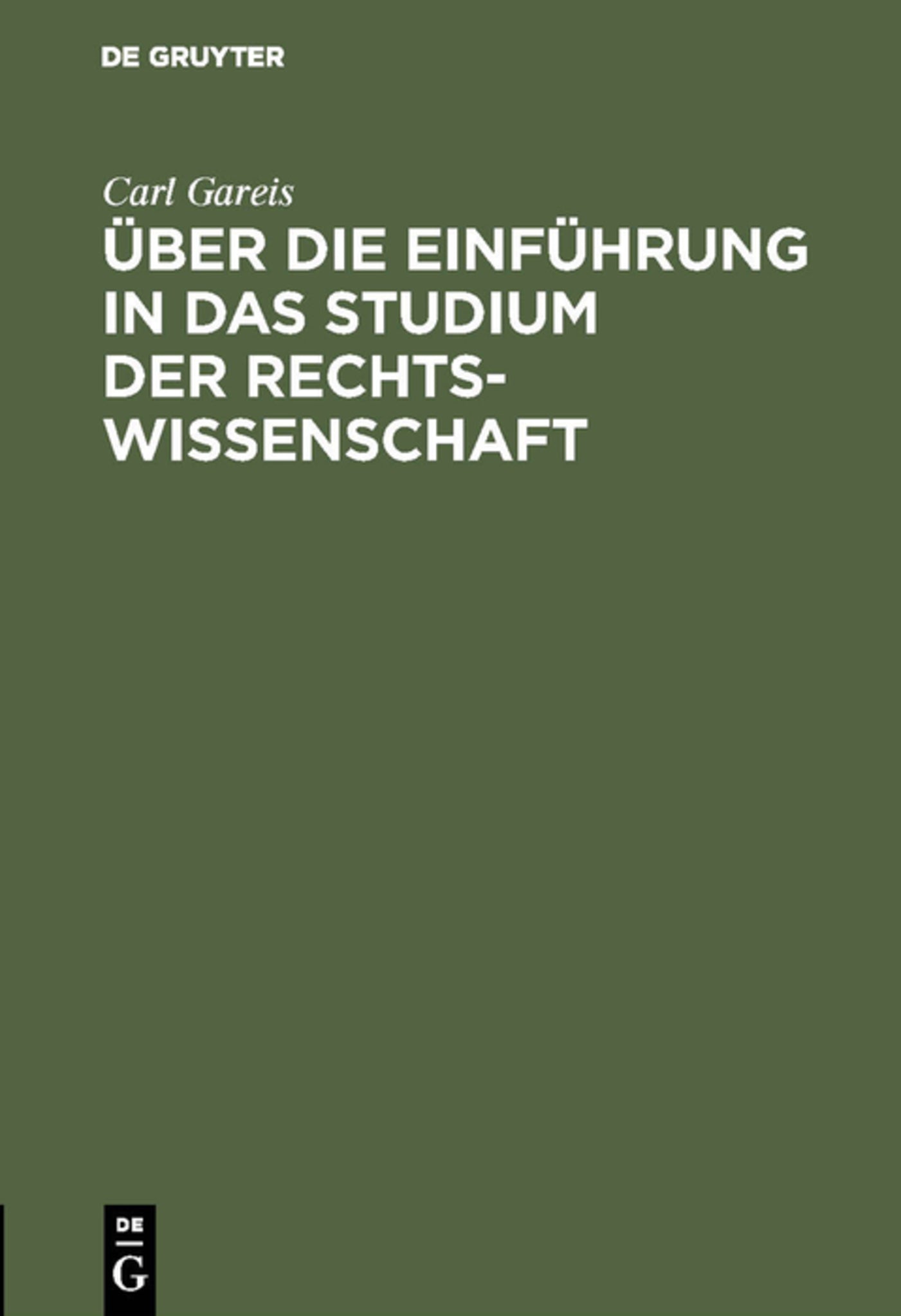 Über die Einführung in das Studium der Rechtswissenschaft