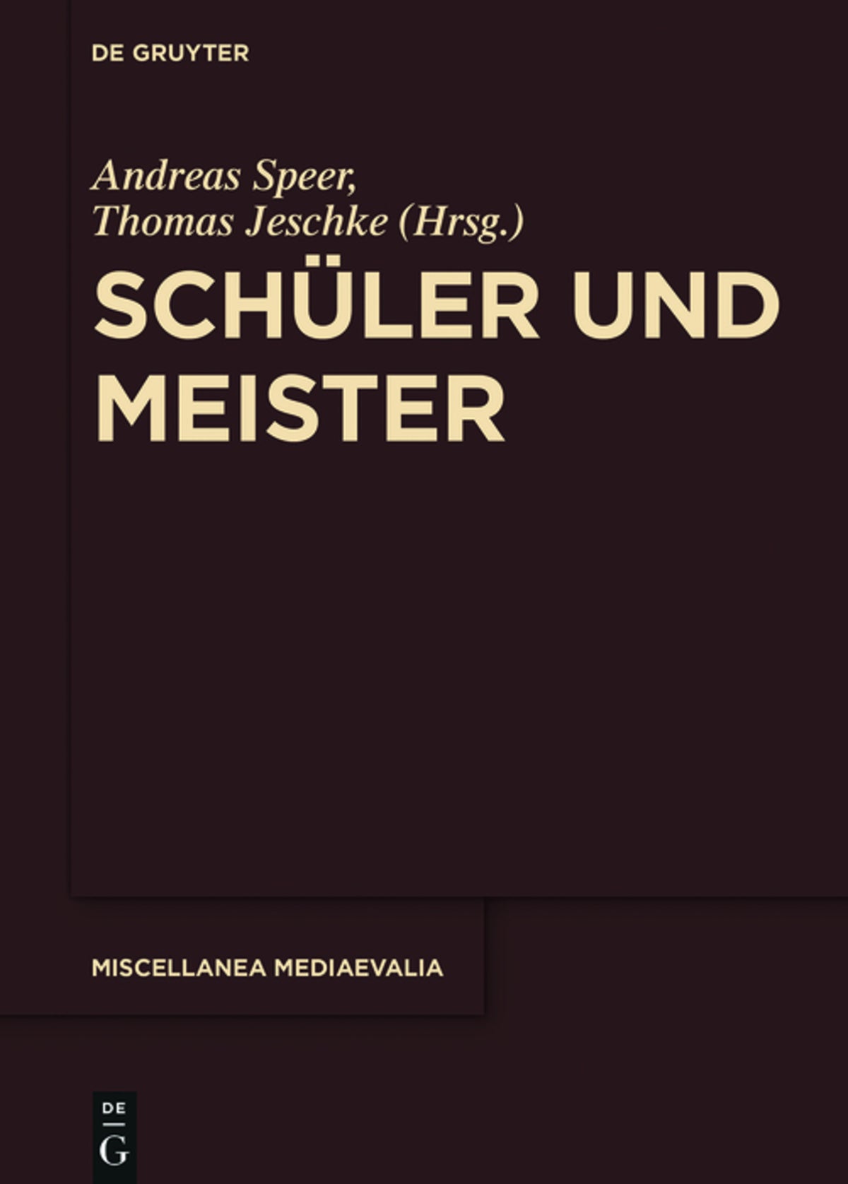 Cover image for Schüler und Meister ISBN 9783110461466
