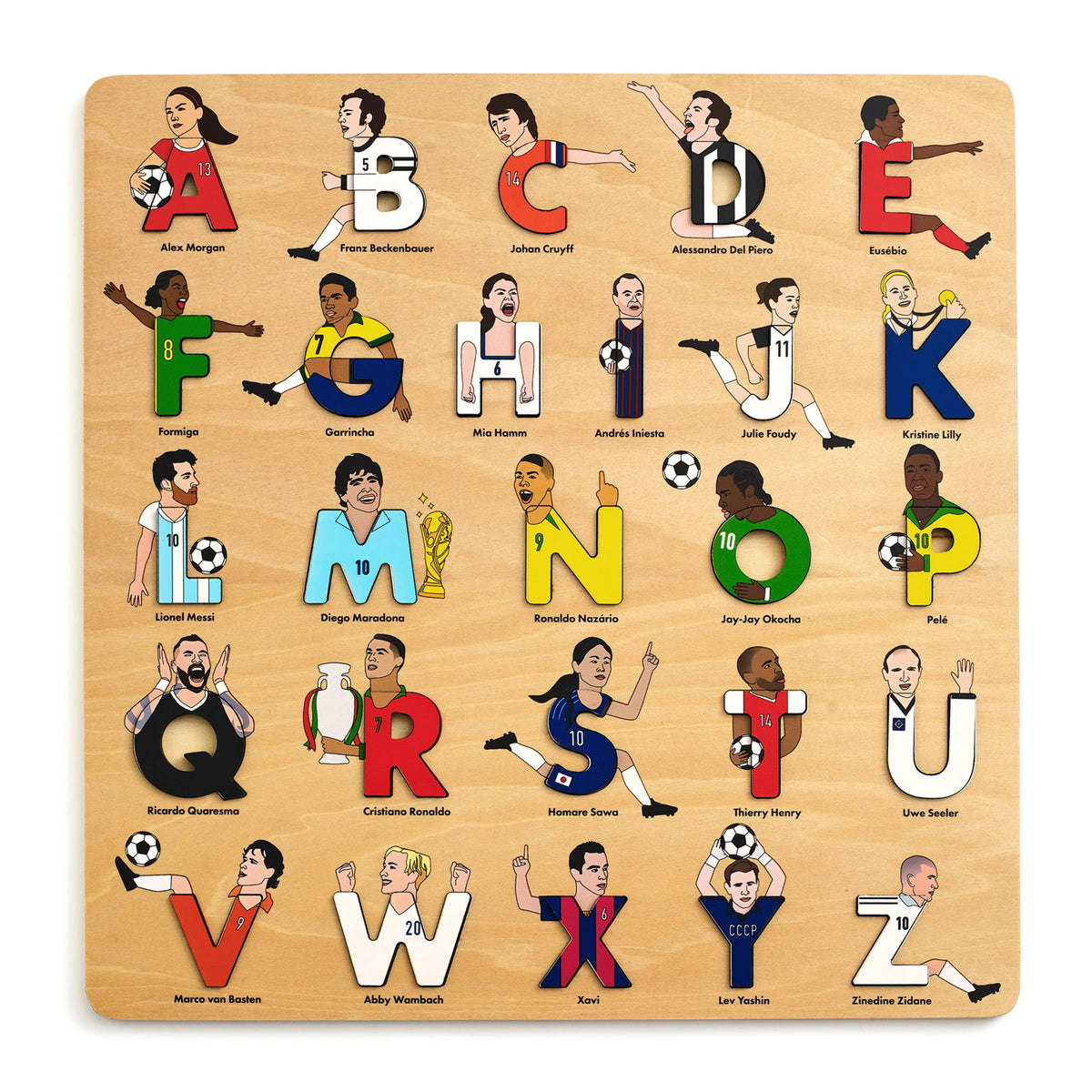 Cover image for Soccer Legends Wooden Alphabet Puzzle ISBN 9780975669297