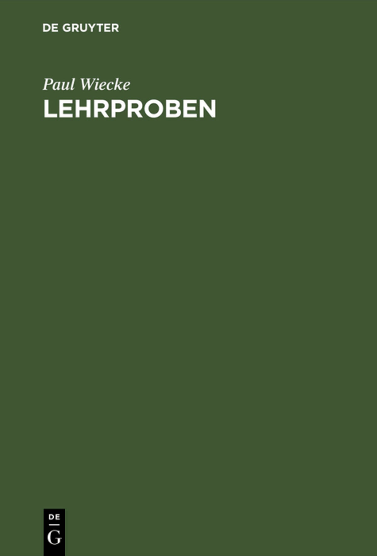 Cover image for Lehrproben ISBN 9783111152233