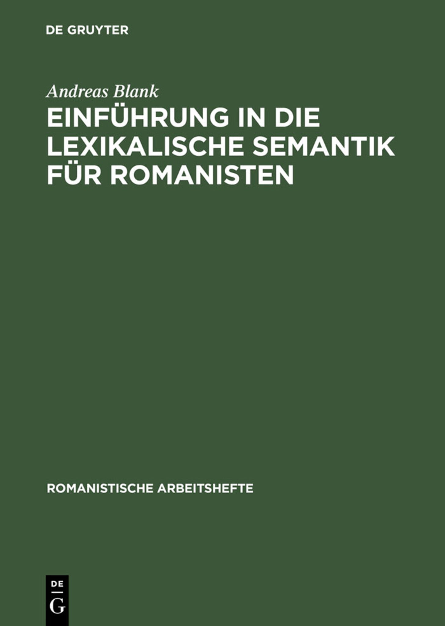 Cover image for Einführung in die lexikalische Semantik für Romanisten ISBN 9783484540453