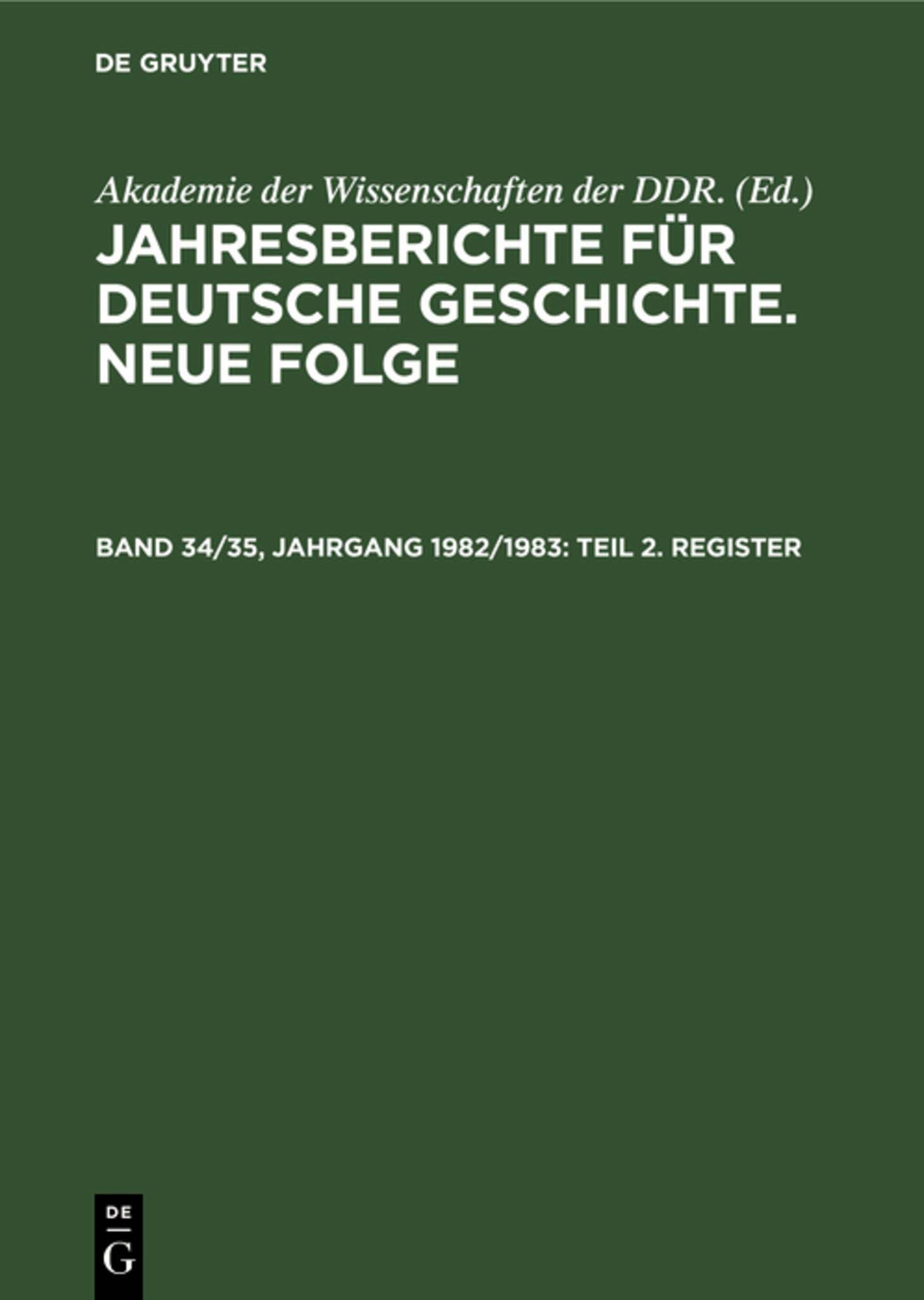 Cover image for Teil 2. Register ISBN 9783112652374