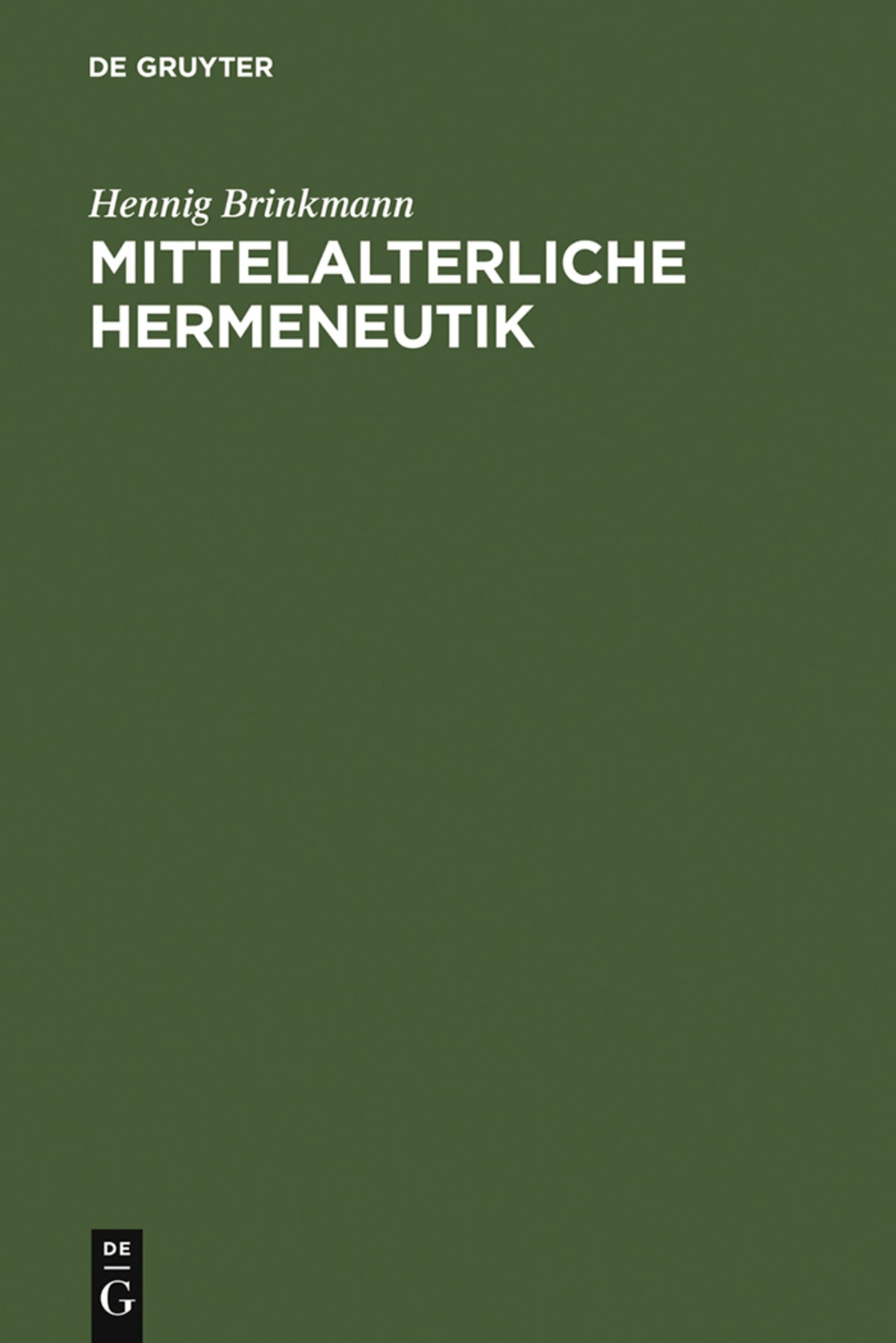 Cover image for Mittelalterliche Hermeneutik ISBN 9783484103658