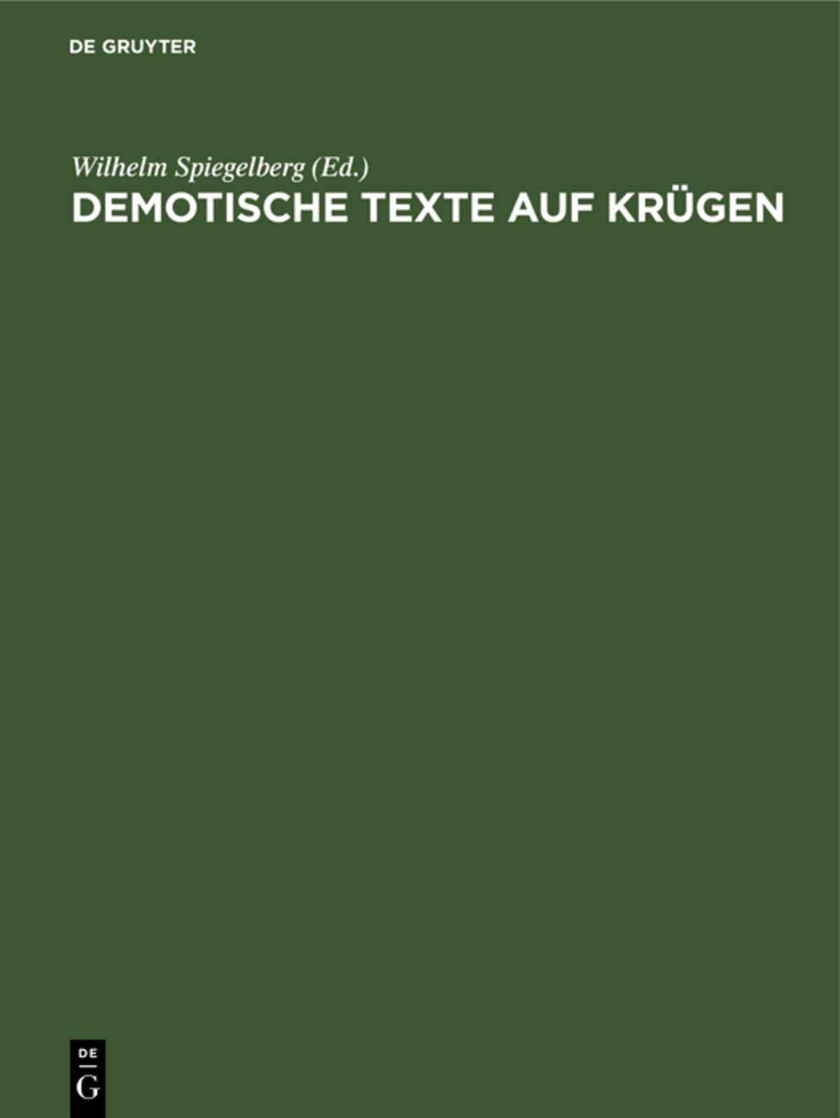 Cover image for Demotische Texte auf Krügen ISBN 9783112505816
