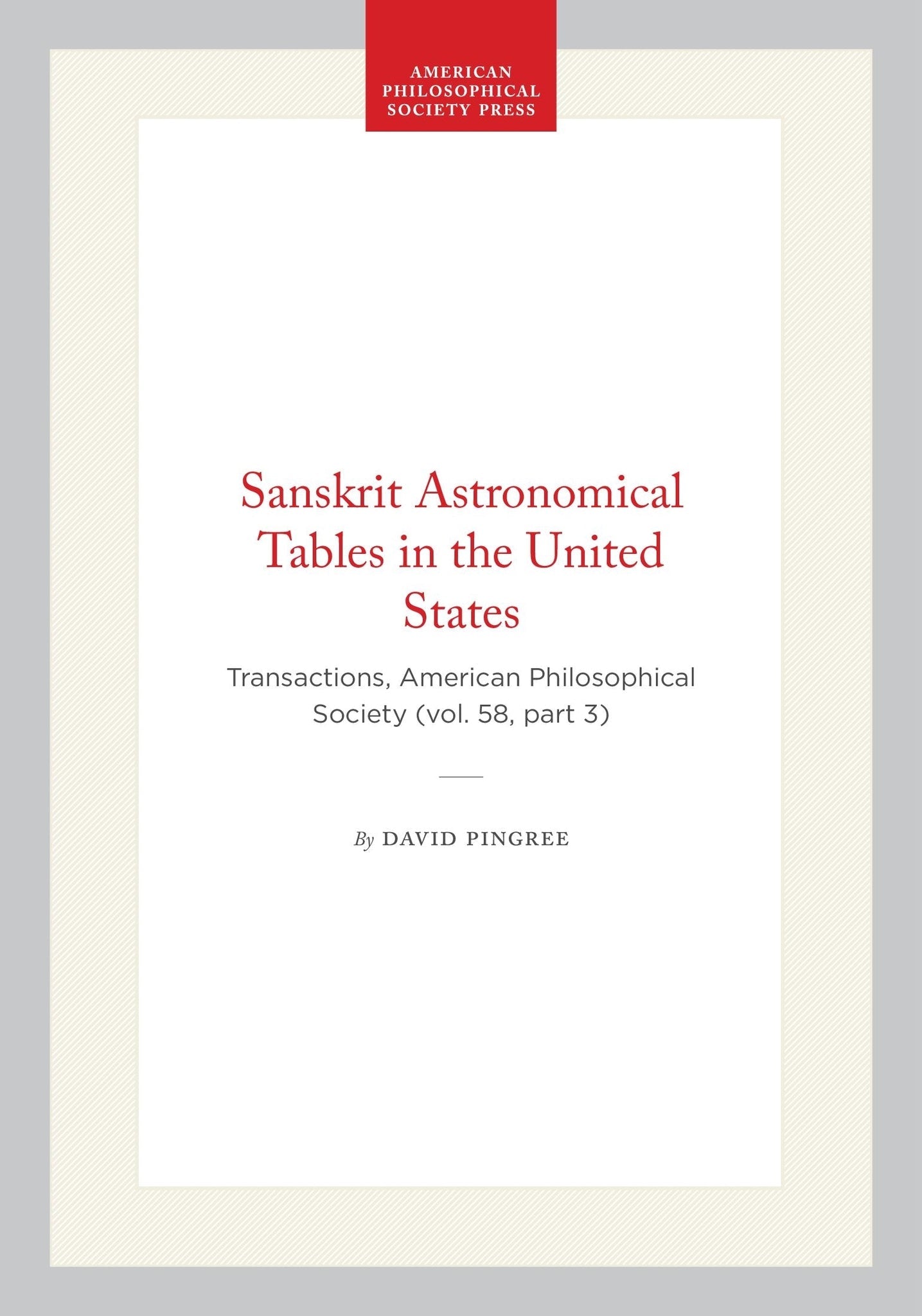 Sanskrit Astronomical Tables in the United States