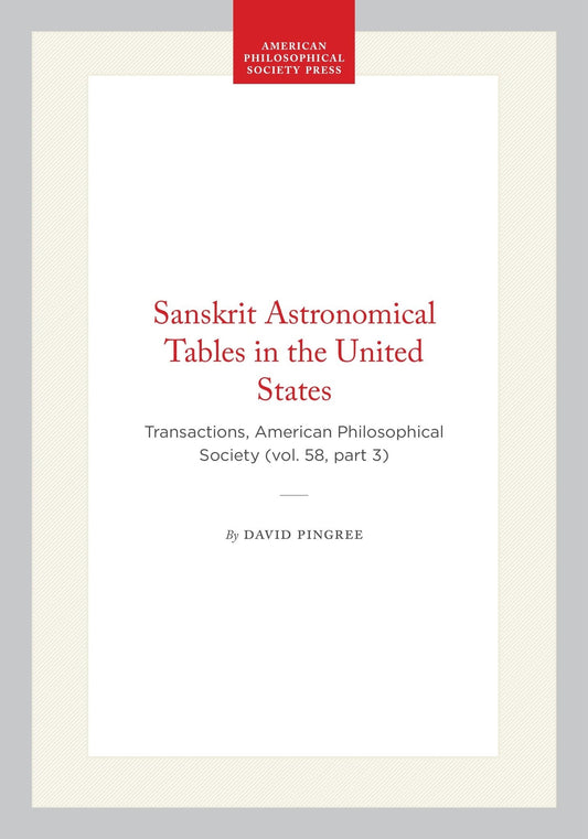 Sanskrit Astronomical Tables in the United States