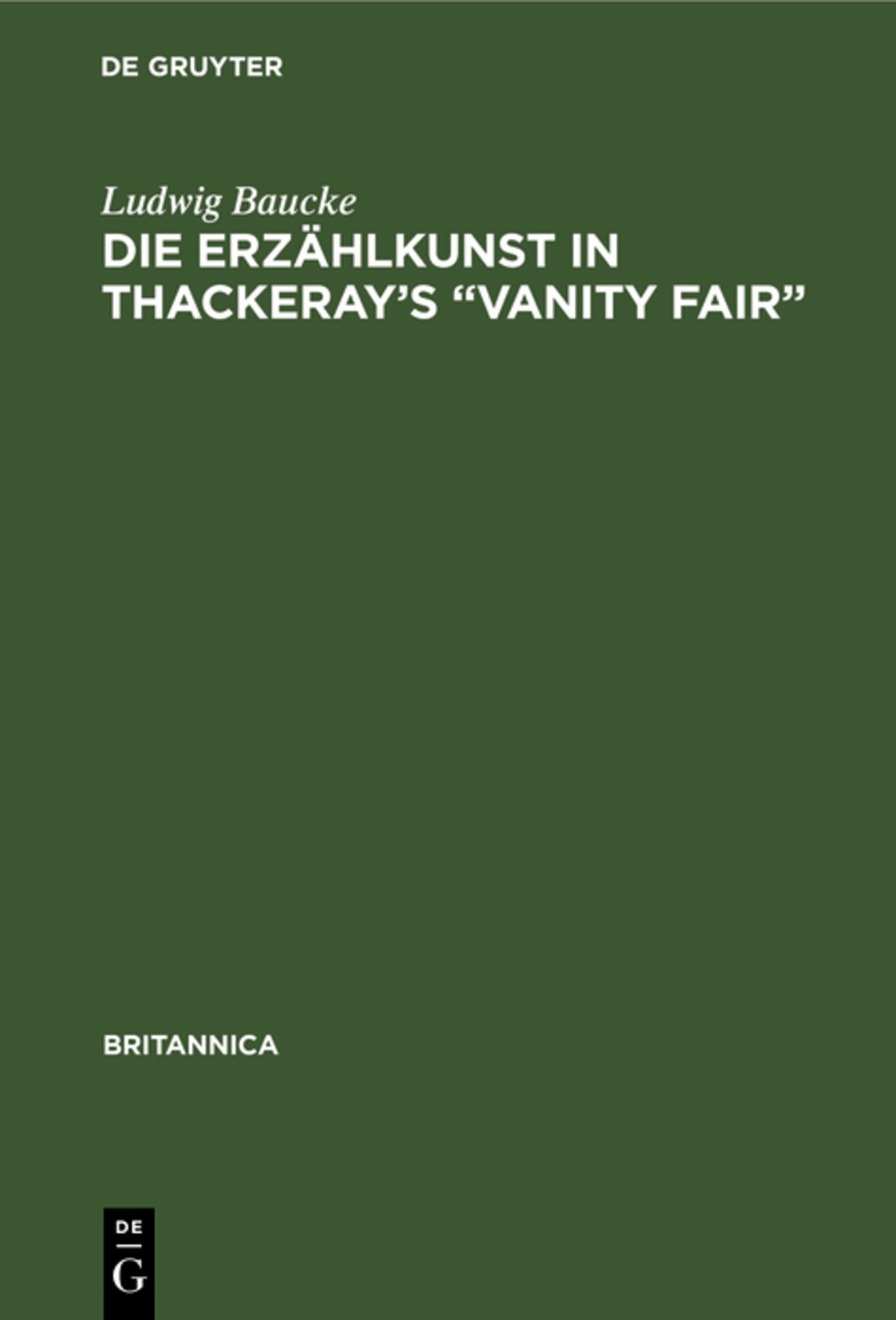 Die Erzählkunst in Thackeray’s “Vanity Fair”
