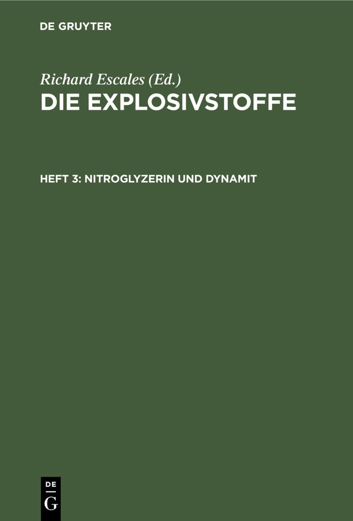 Cover image for Nitroglyzerin und Dynamit ISBN 9783112432198