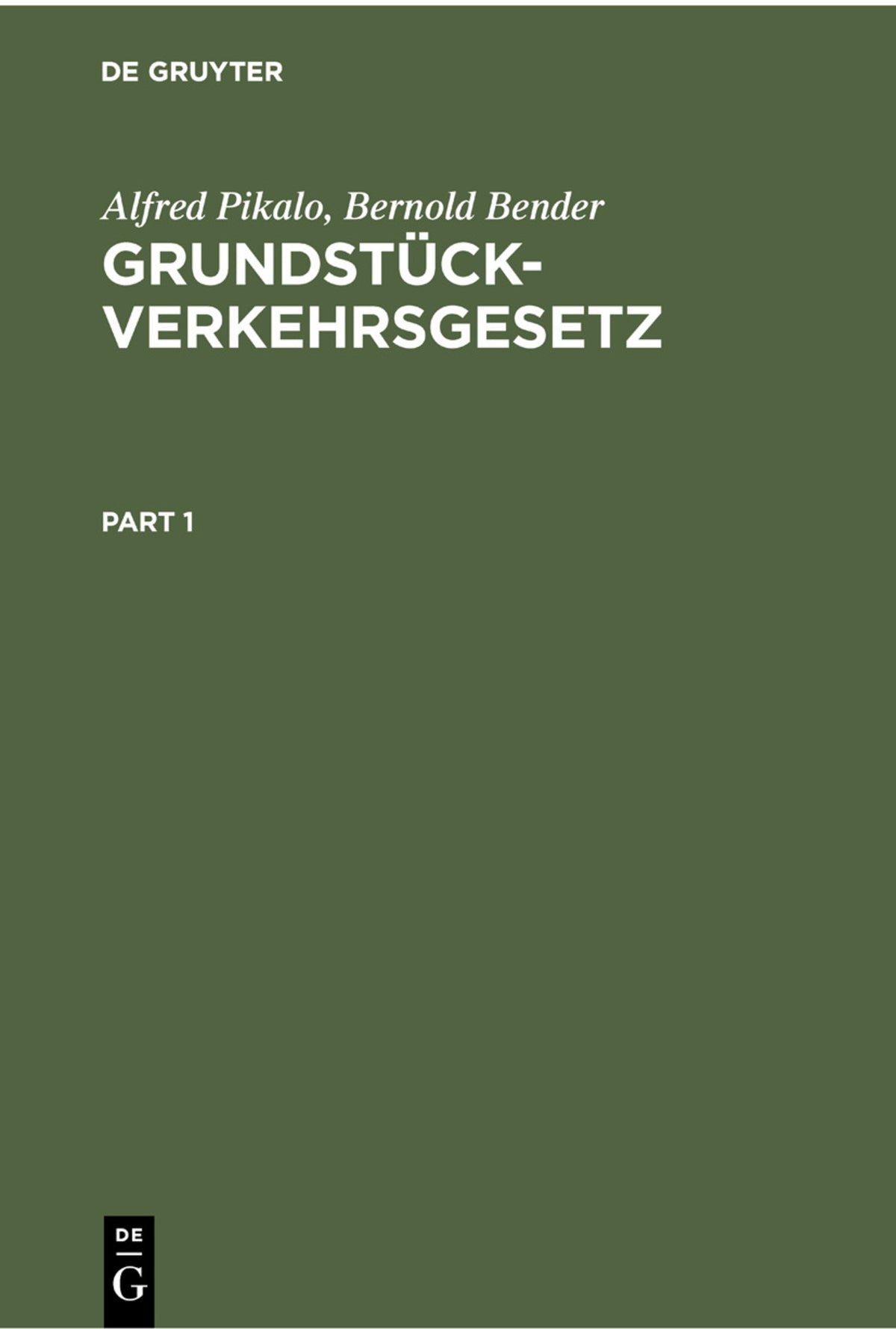 Cover image for Grundstückverkehrsgesetz ISBN 9783112300084