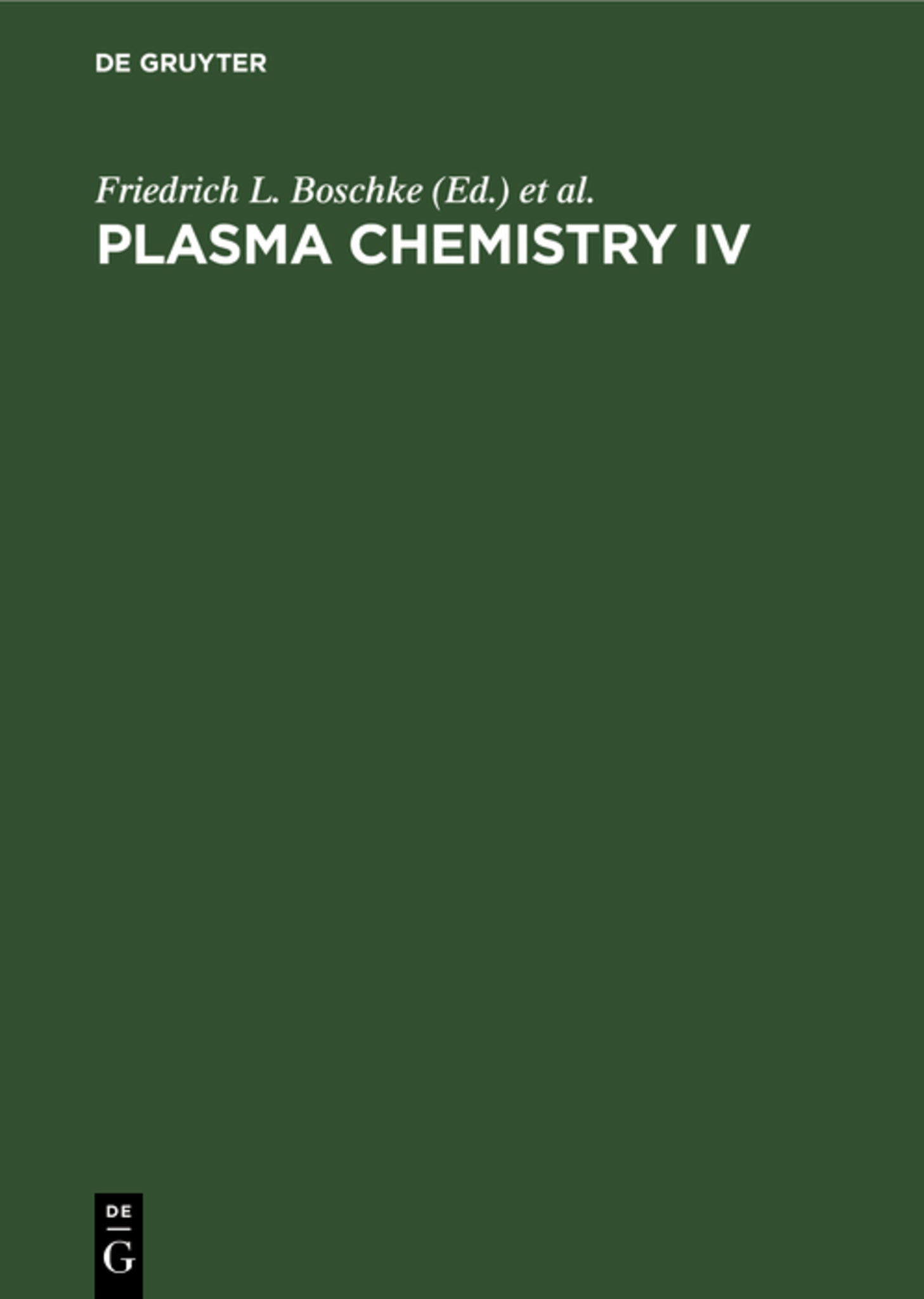 Cover image for Plasma Chemistry IV ISBN 9783112620854