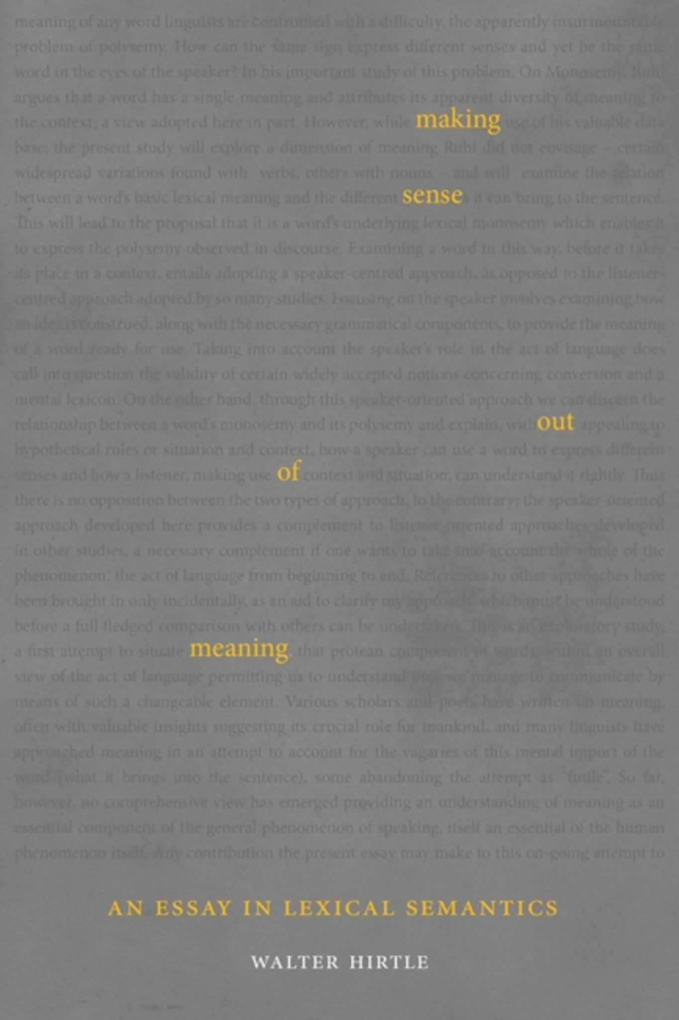 Cover image for Making Sense out of Meaning ISBN 9780773542051