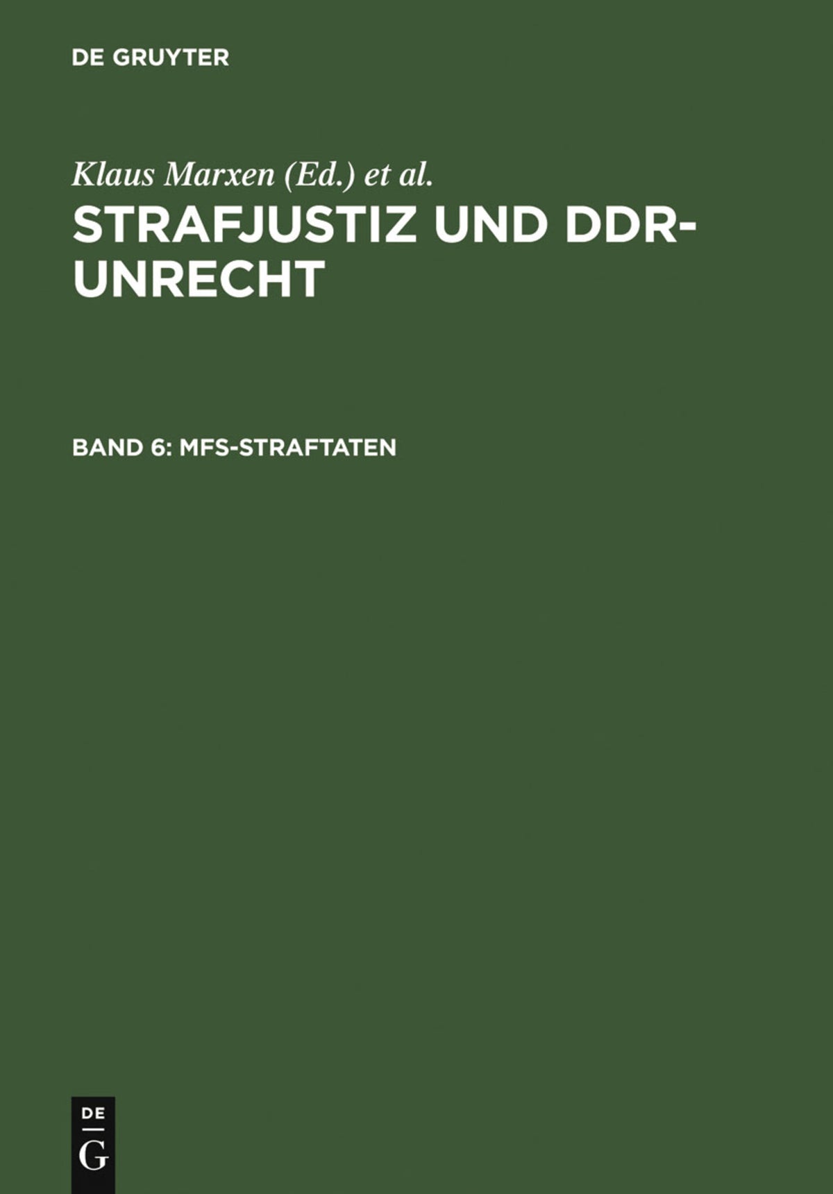 Cover image for MfS-Straftaten ISBN 9783899493443