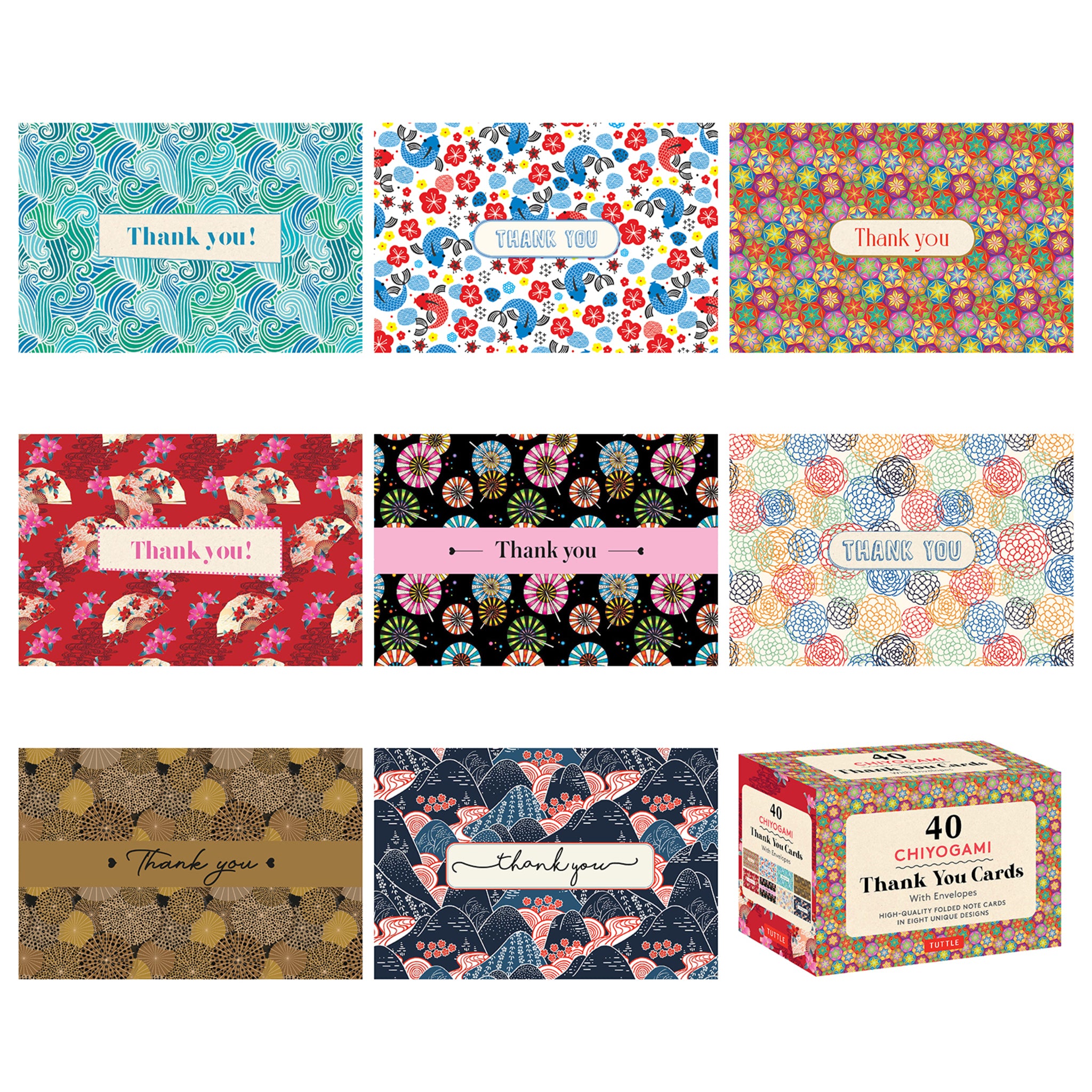 Cover image for Chiyogami, 40 Thank You Cards with Envelopes ISBN 9780804854337