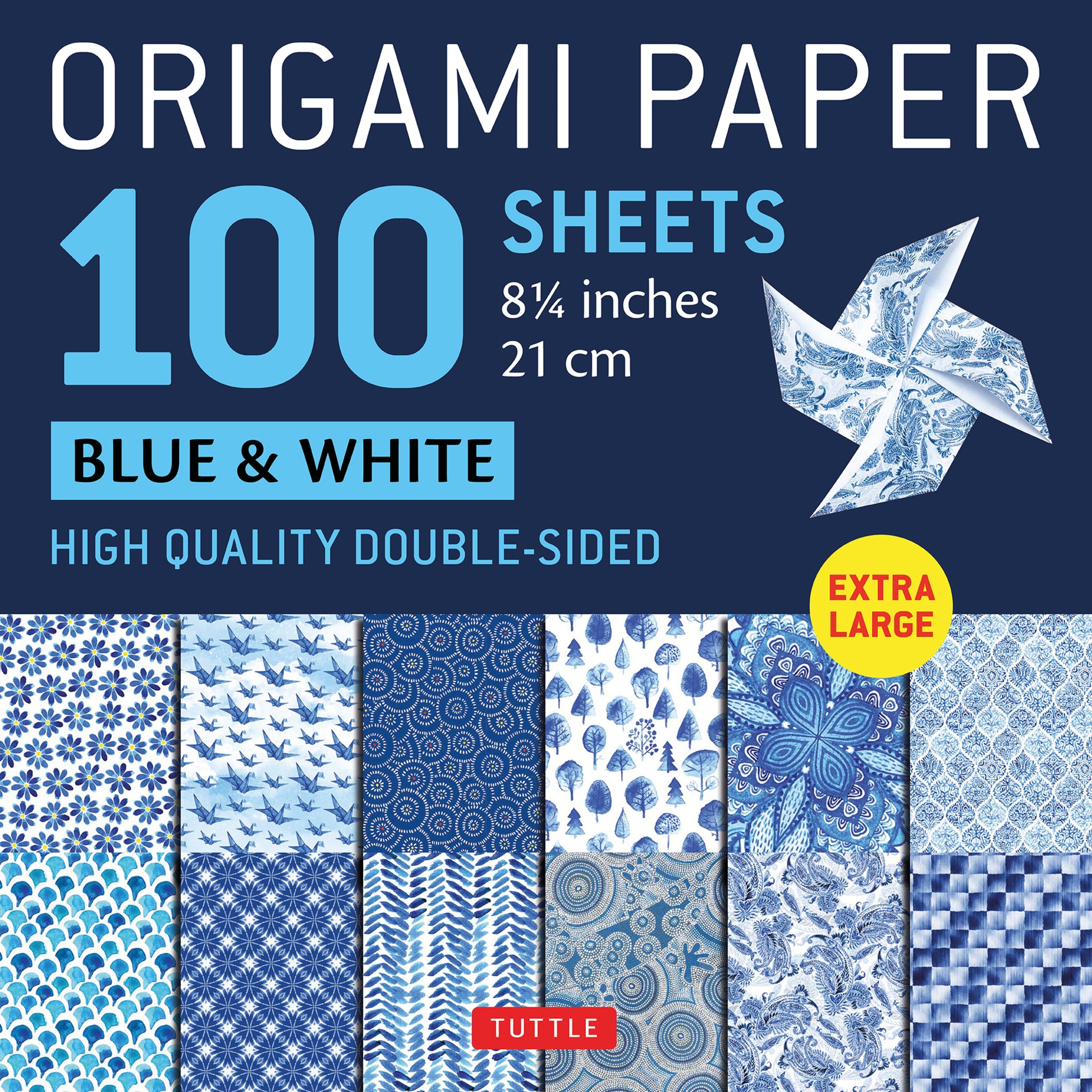 Origami Paper 100 sheets Blue & White 8 1/4" (21 cm)