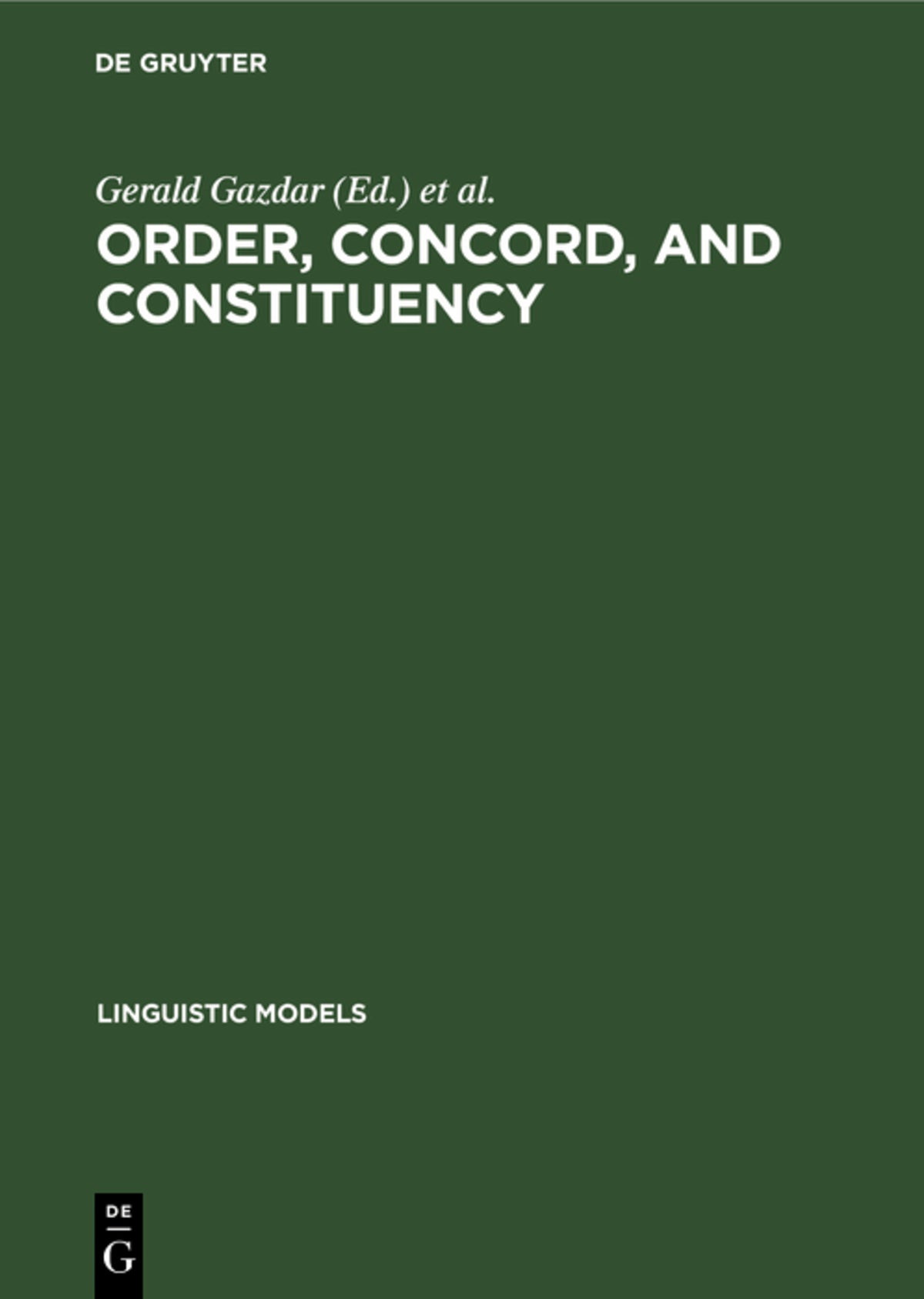 Cover image for Order, Concord, and Constituency ISBN 9783110131048
