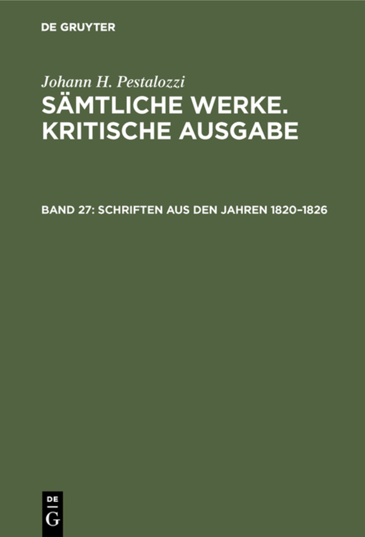 Schriften aus den Jahren 1820–1826