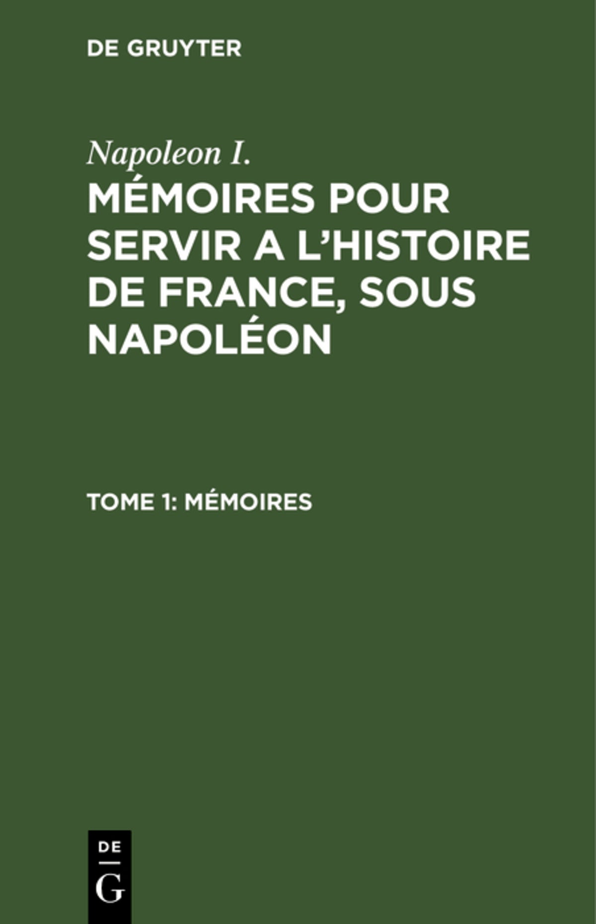 Cover image for Mémoires ISBN 9783112633977