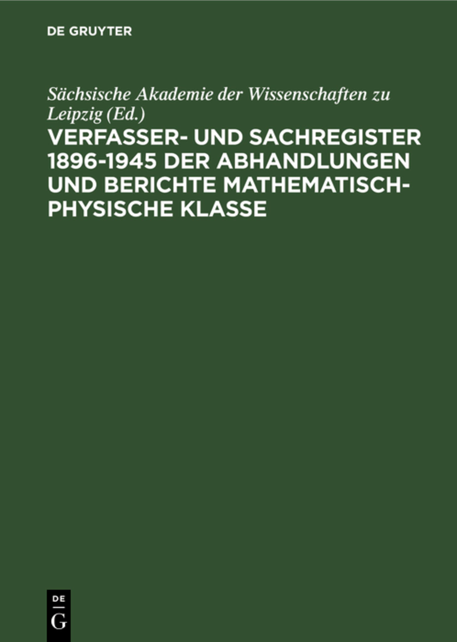 Sächsische Akademie der Wissenschaften zu Leipzig