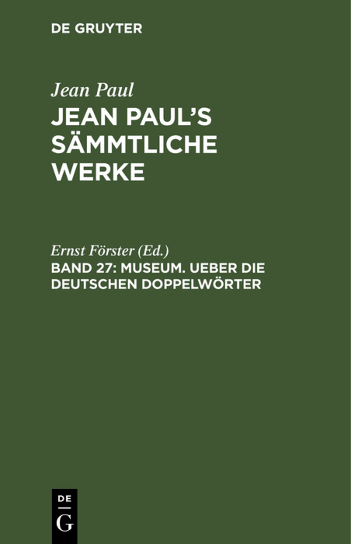 Cover image for Museum. Ueber die deutschen Doppelwörter ISBN 9783111040059