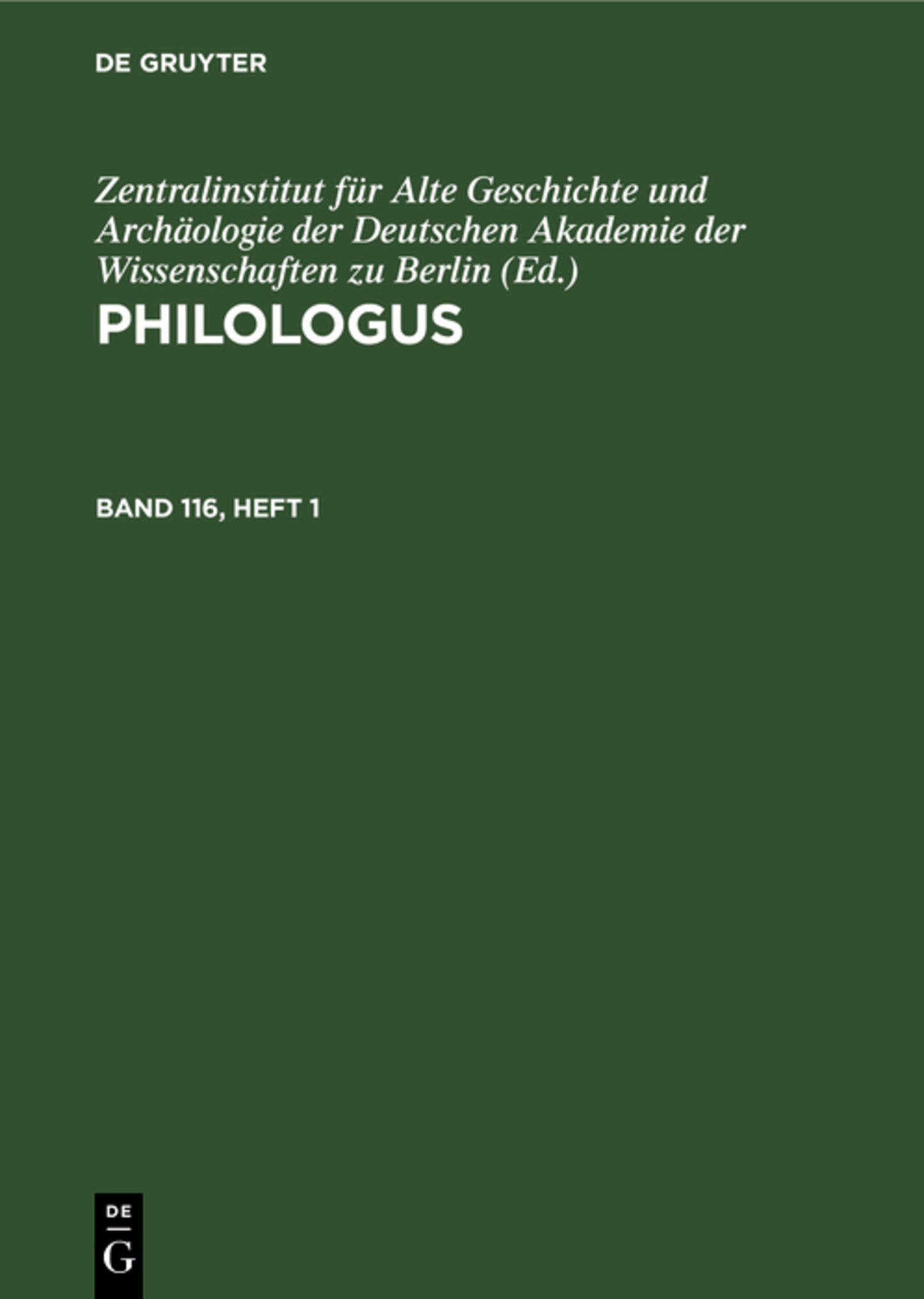 Philologus. Band 116, Heft 1