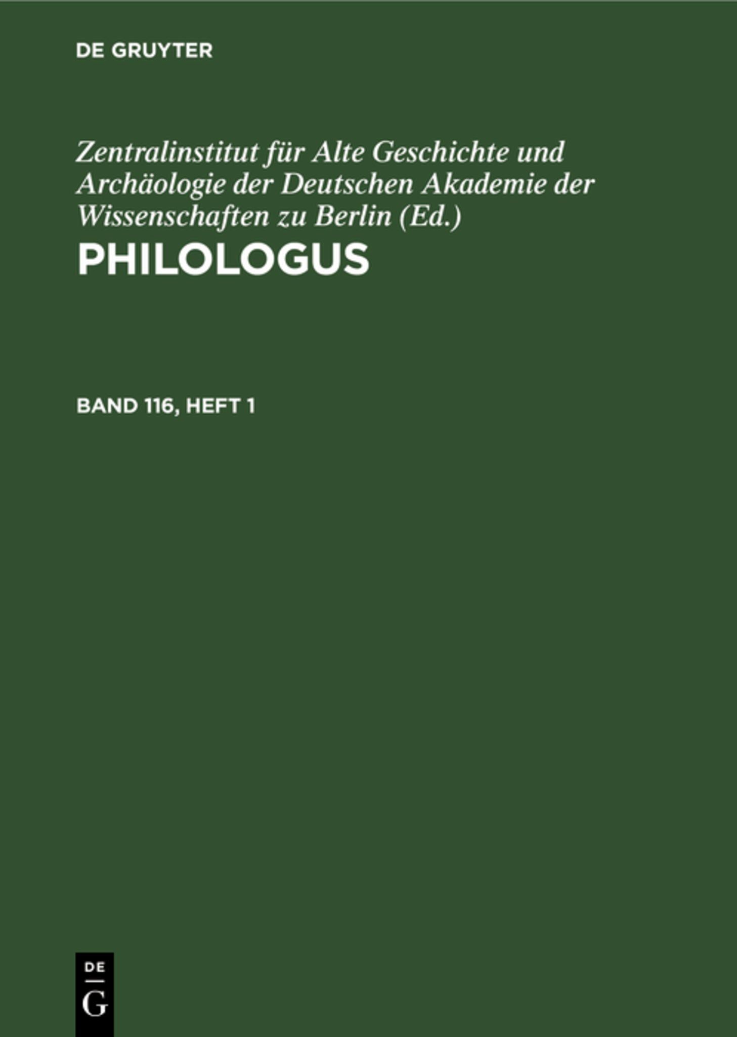Philologus. Band 116, Heft 1
