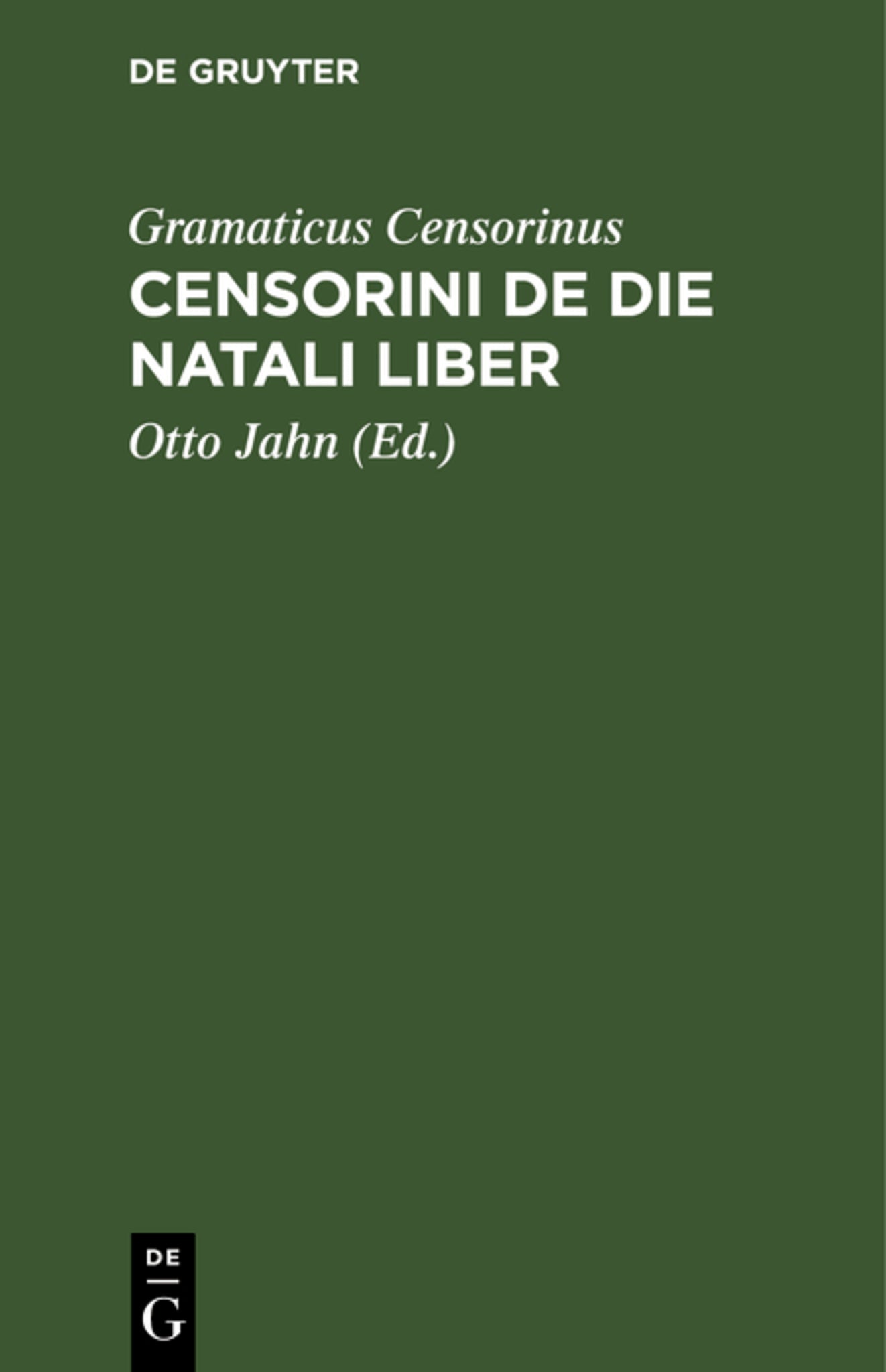 Censorini De die natali liber
