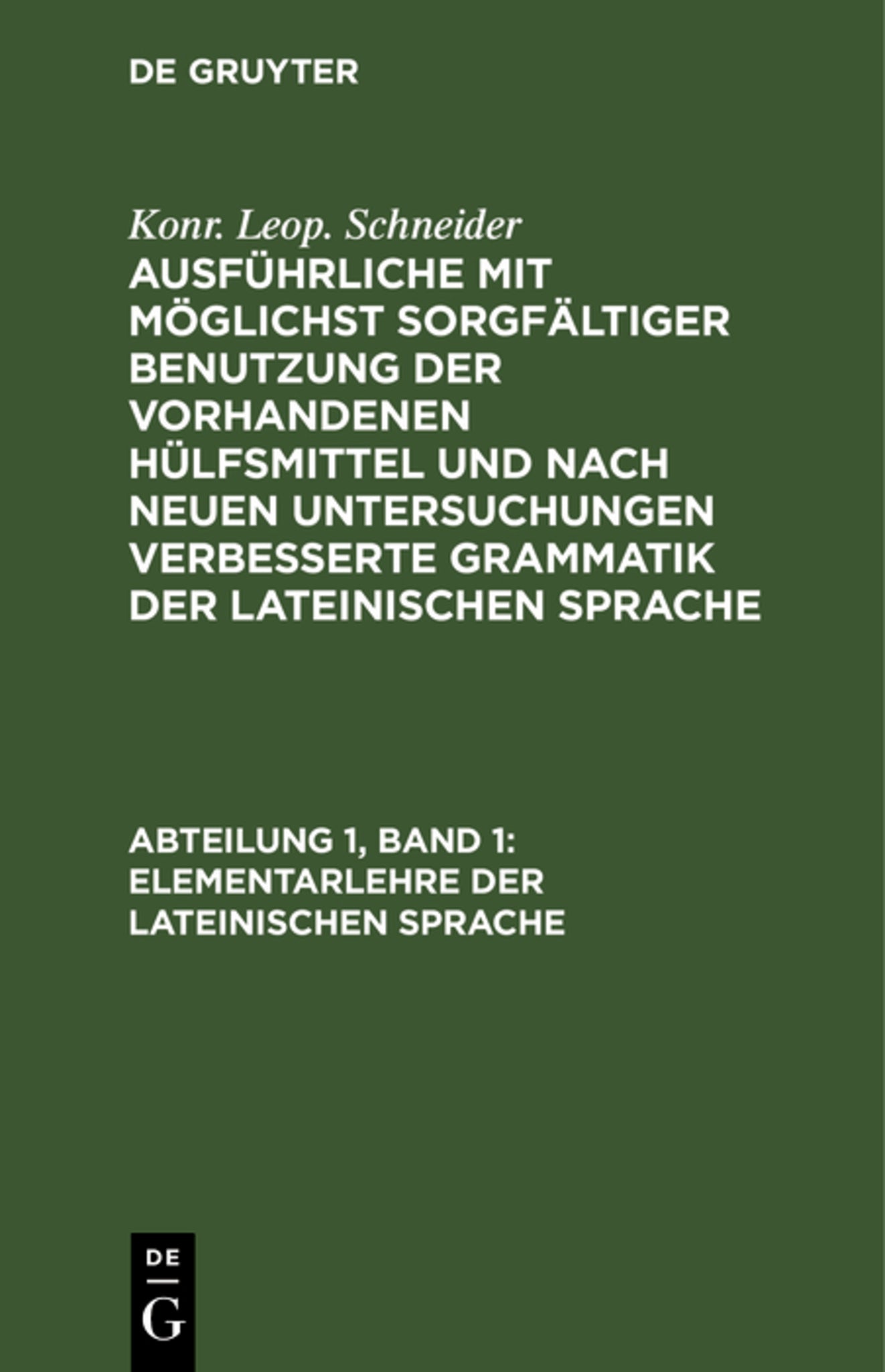 Elementarlehre der lateinischen Sprache