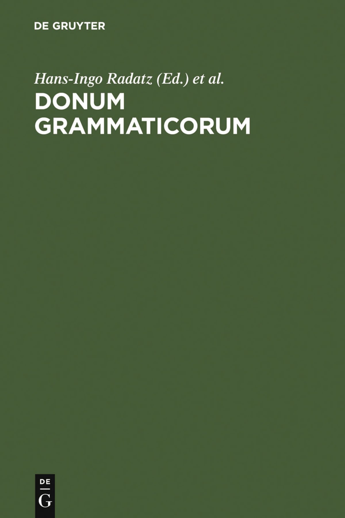 Cover image for Donum Grammaticorum ISBN 9783484507128