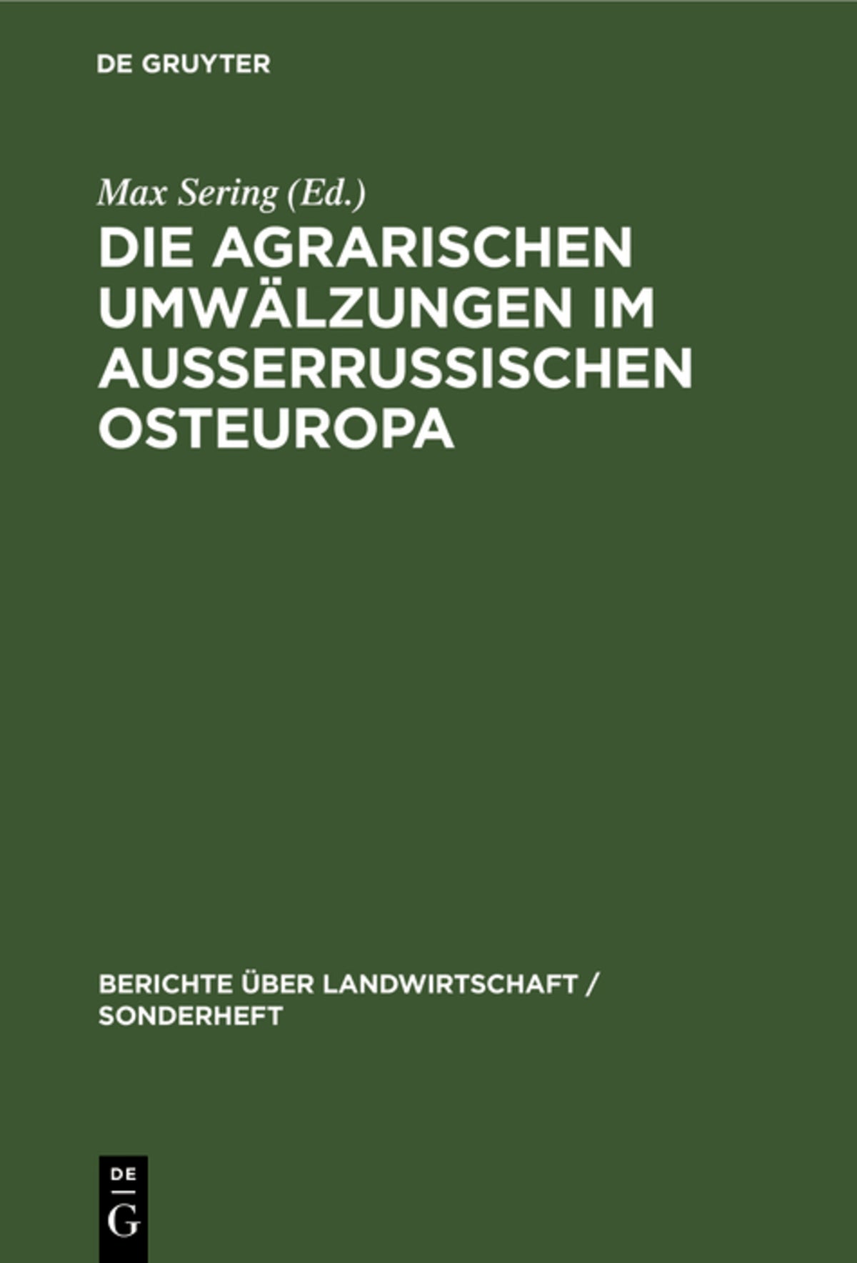 Cover image for Die agrarischen Umwälzungen im außerrussischen Osteuropa ISBN 9783111183435