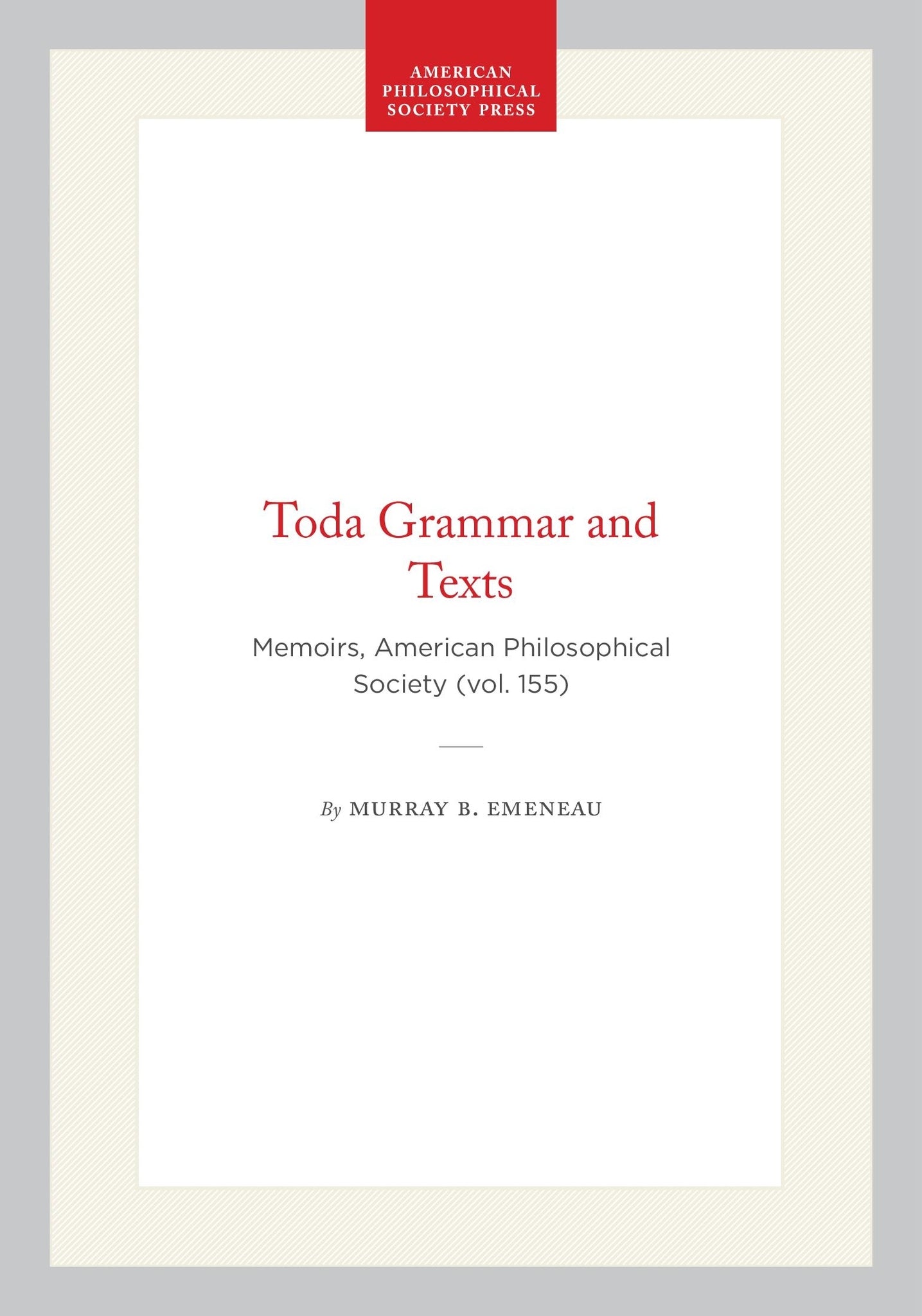 Toda Grammar and Texts