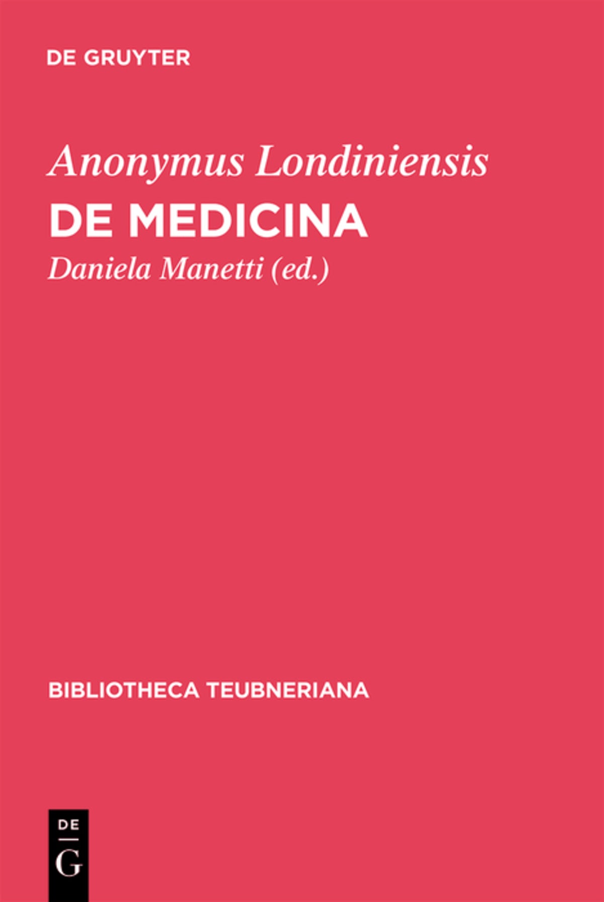 Cover image for De medicina ISBN 9783110218718