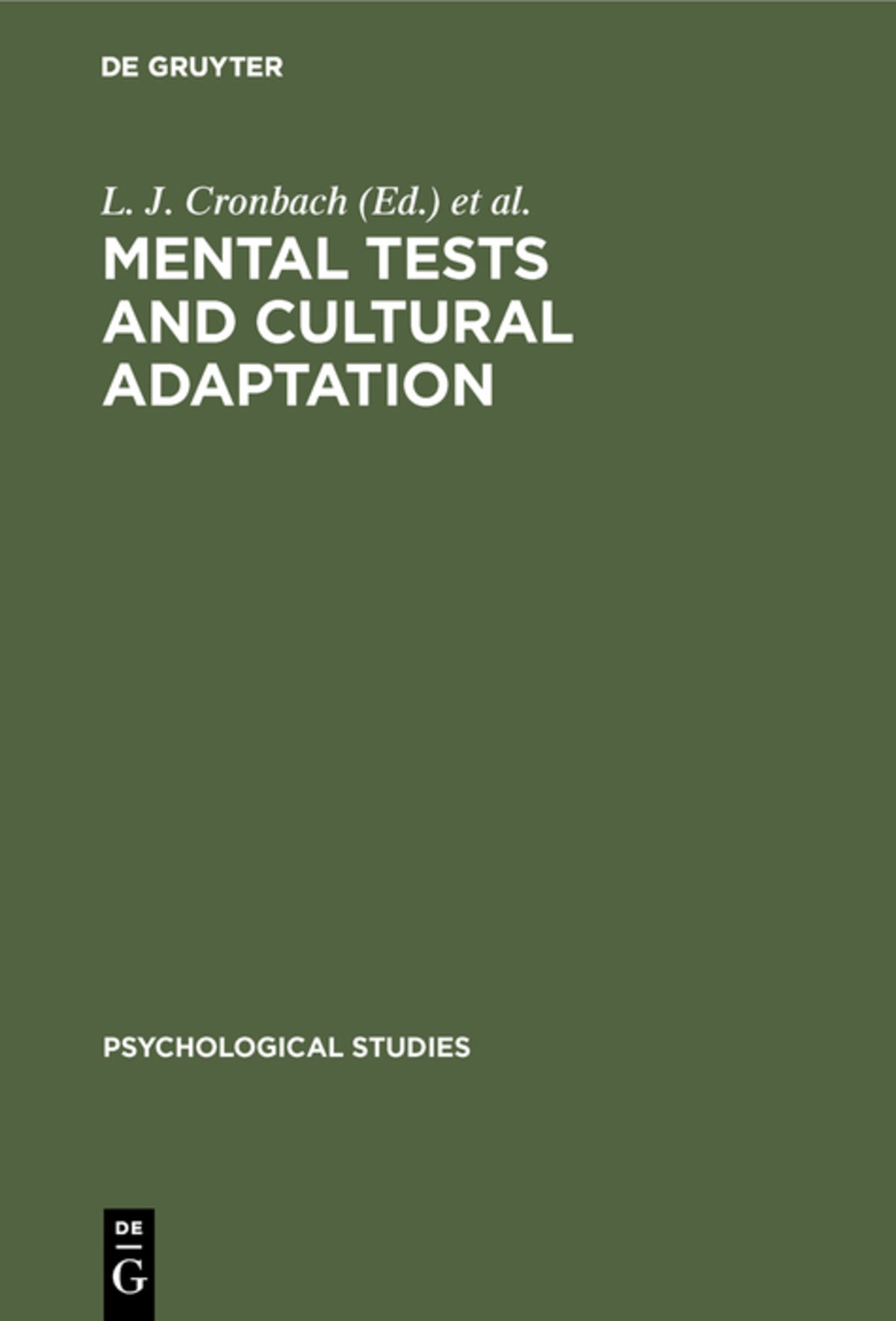 Cover image for Mental tests and cultural adaptation ISBN 9783111186139