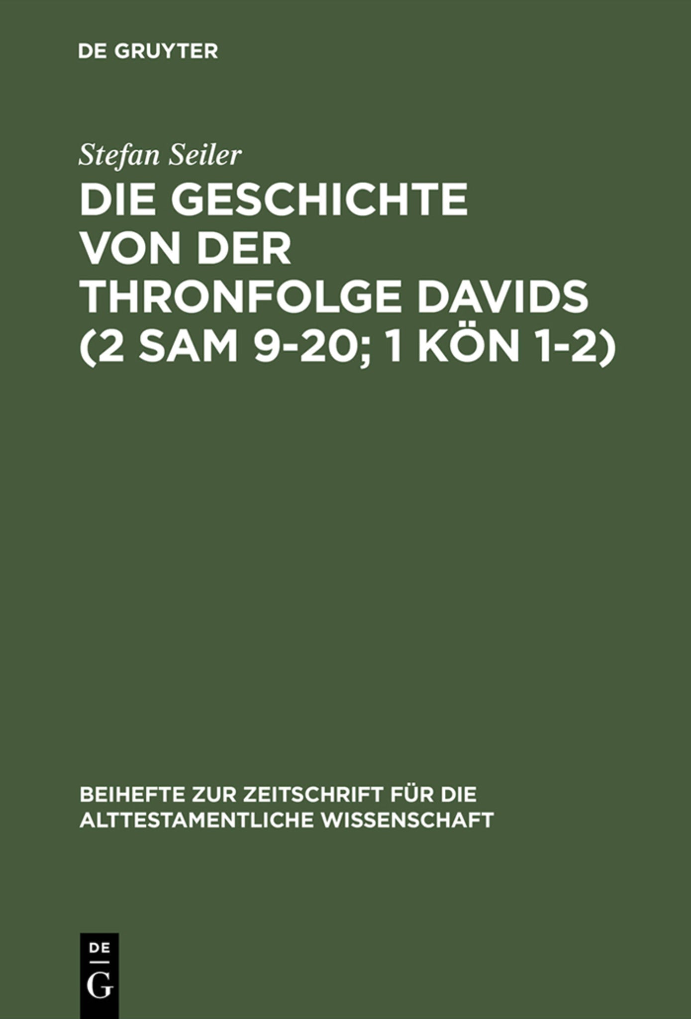 Die Geschichte von der Thronfolge Davids (2 Sam 9–20; 1 Kön 1–2)