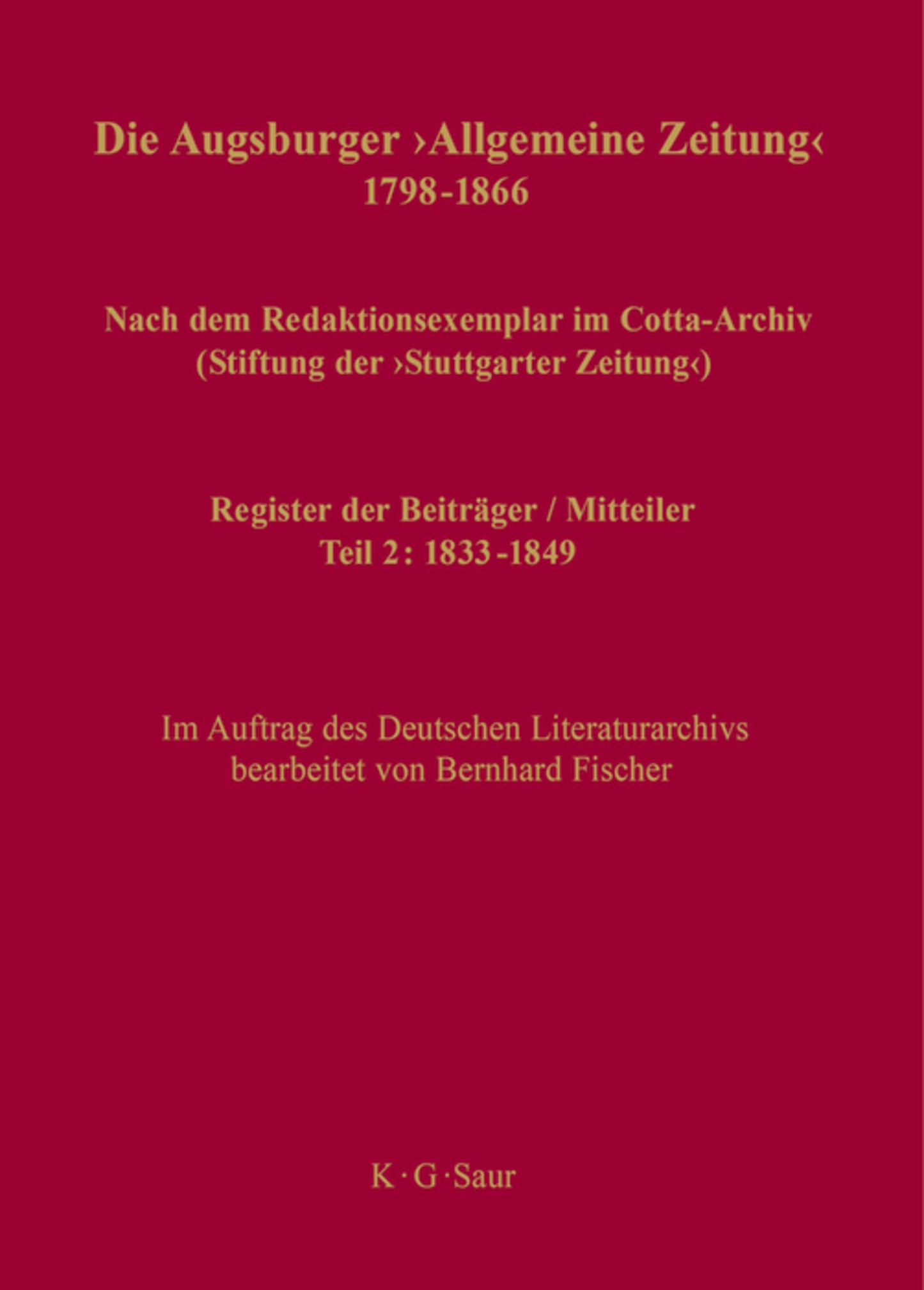 Register der Beiträger / Mitteiler
