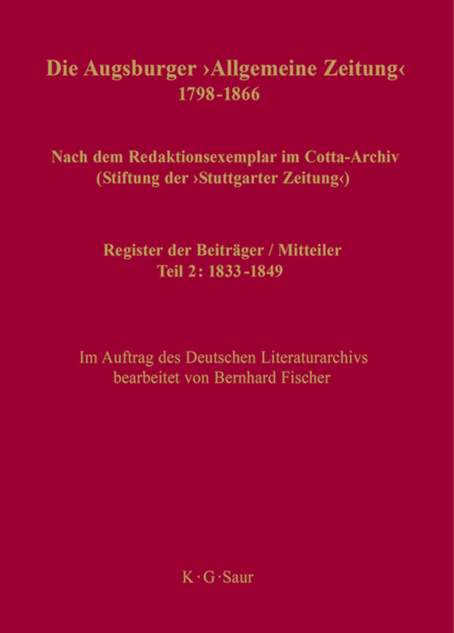 Register der Beiträger / Mitteiler